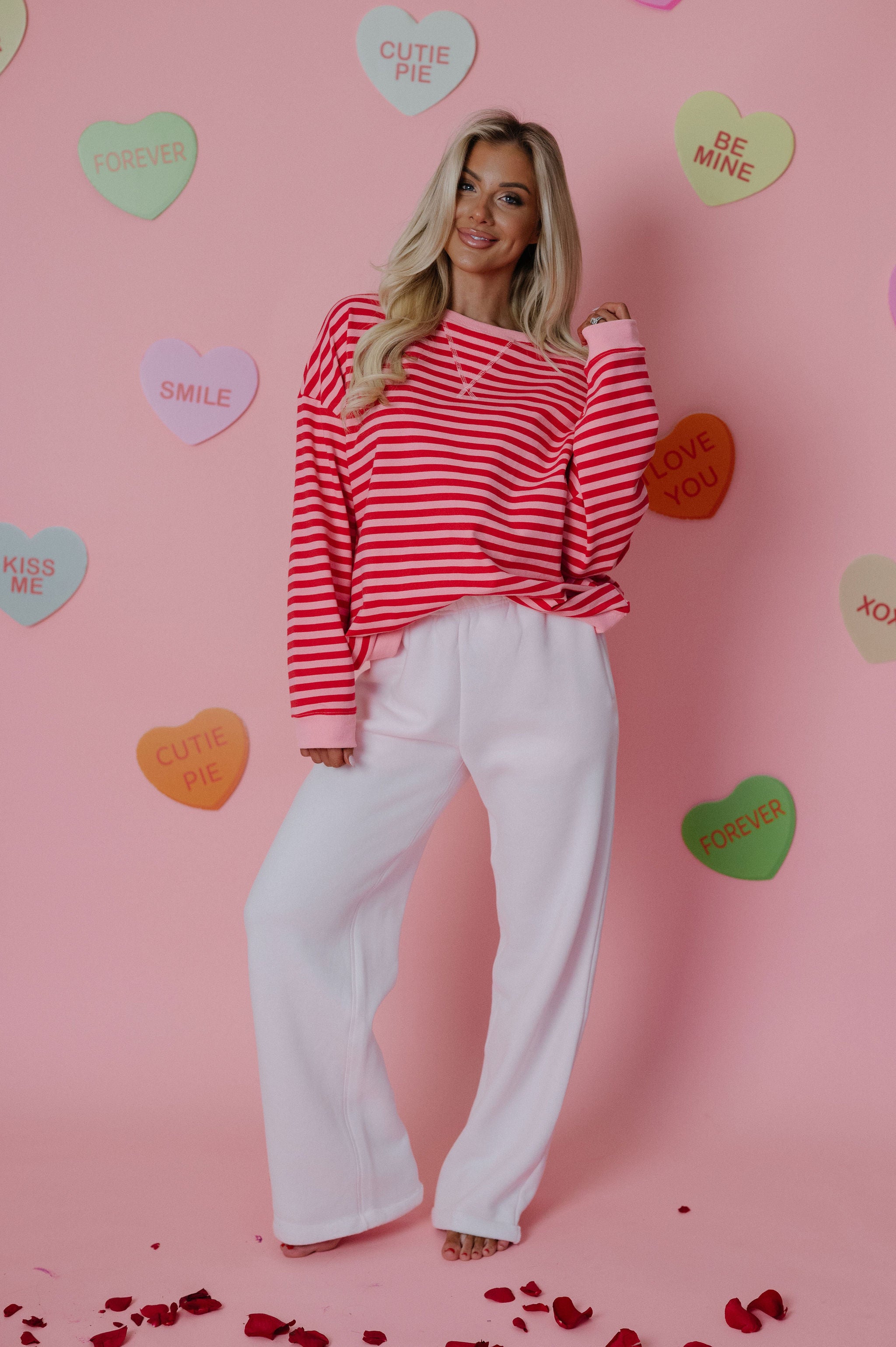 Oversized Striped Top- Pink/Red