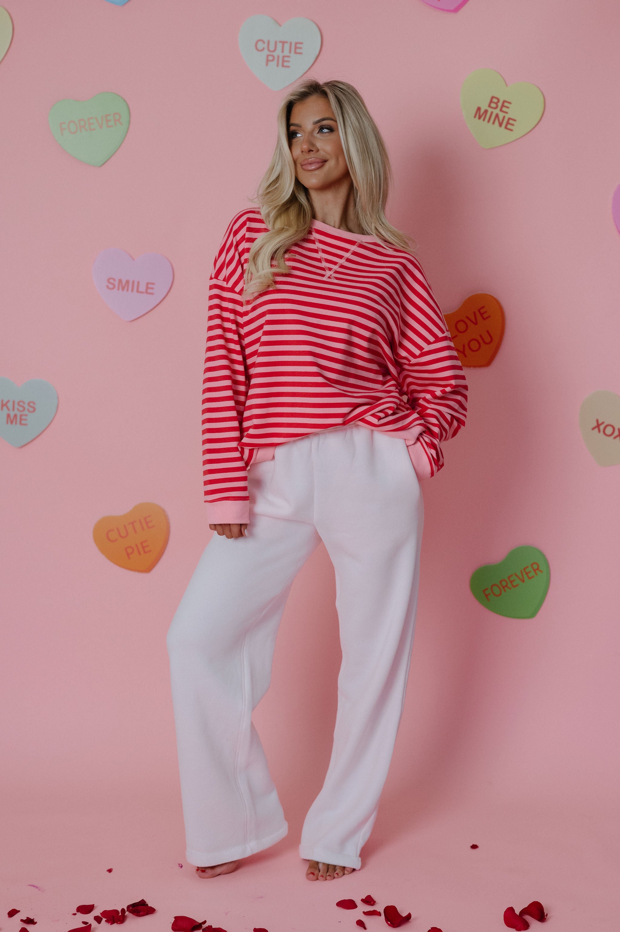Oversized Striped Top- Pink/Red