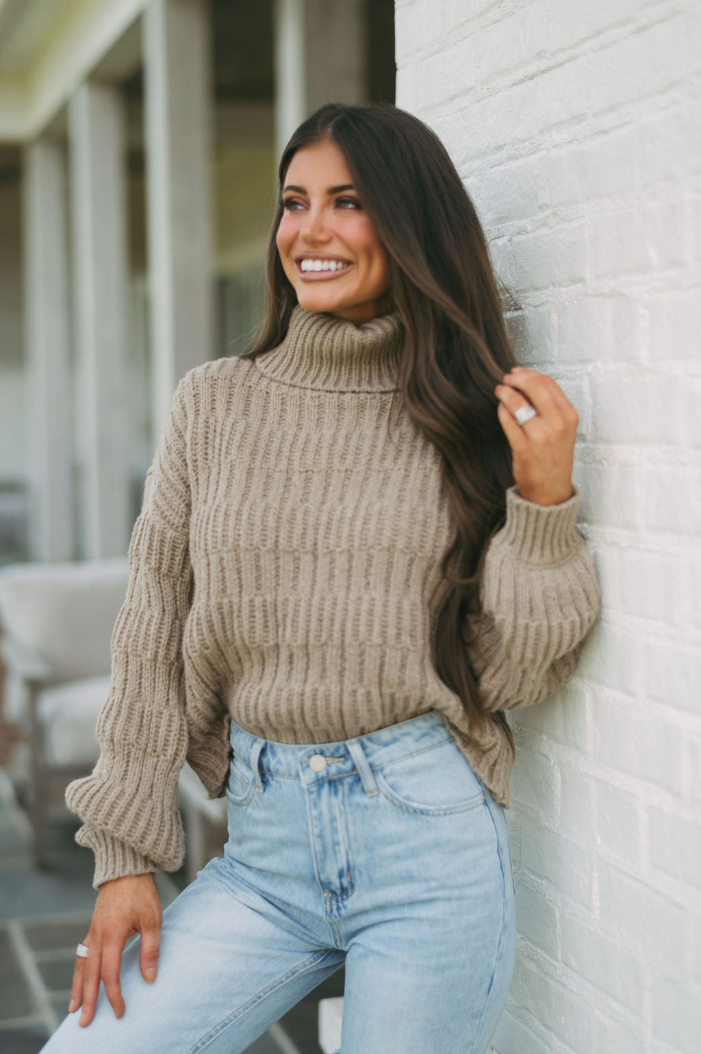 high neck sweater outfit