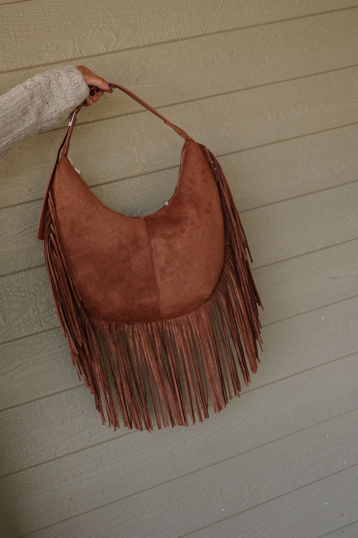 Layered Fringe Shoulder Bag-Burnt Rust