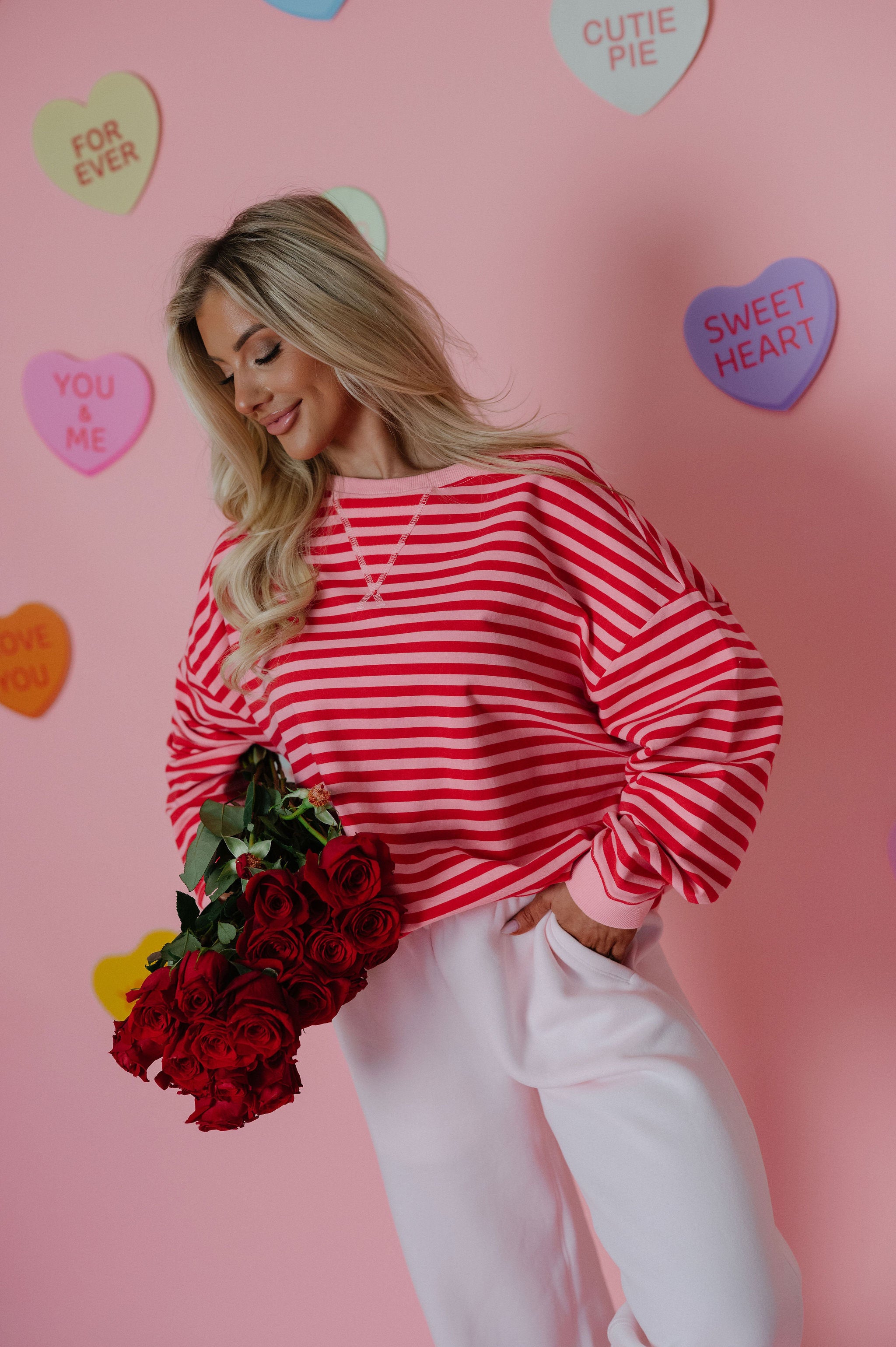 Oversized Striped Top- Pink/Red