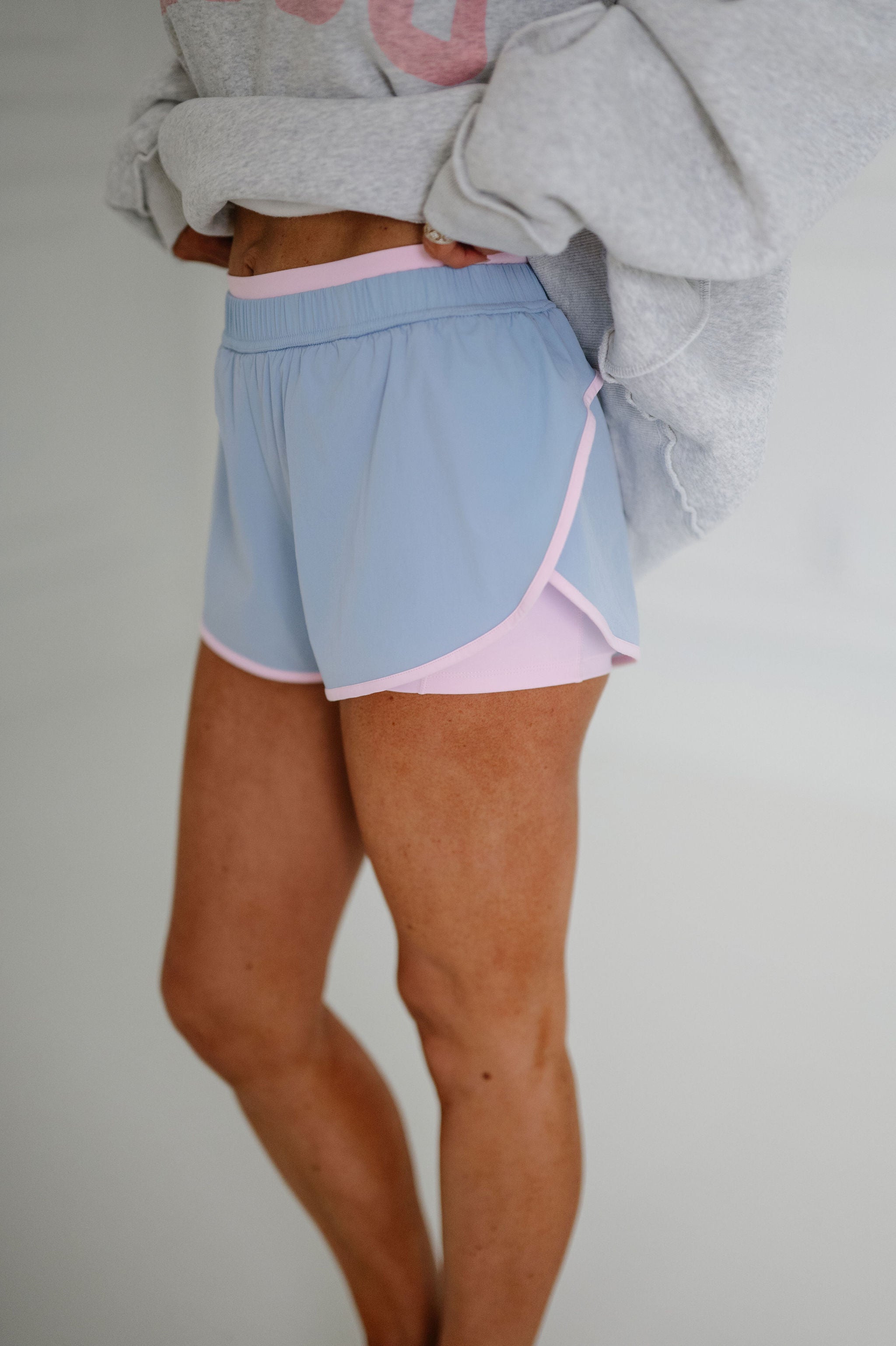 Layne Double Layer Shorts-Blue//PETITE