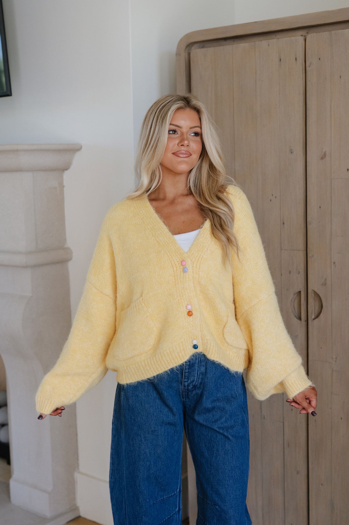 Colette Oversized Cardigan-Yellow