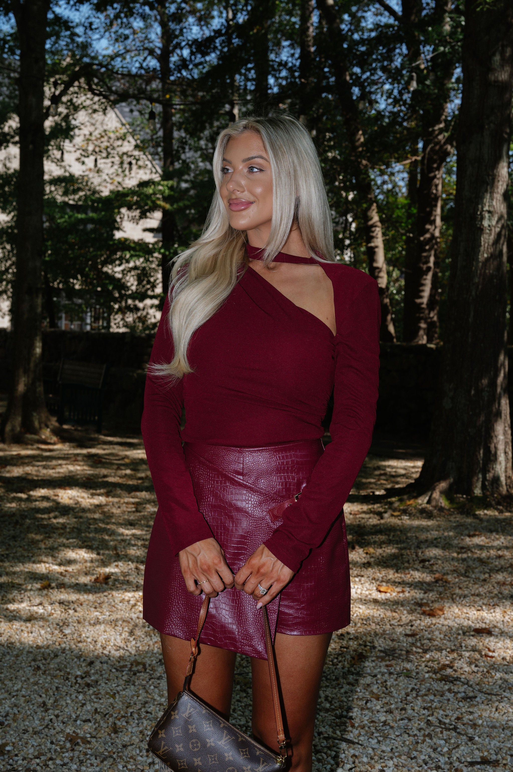 Heidi Crocodile Skort-Maroon