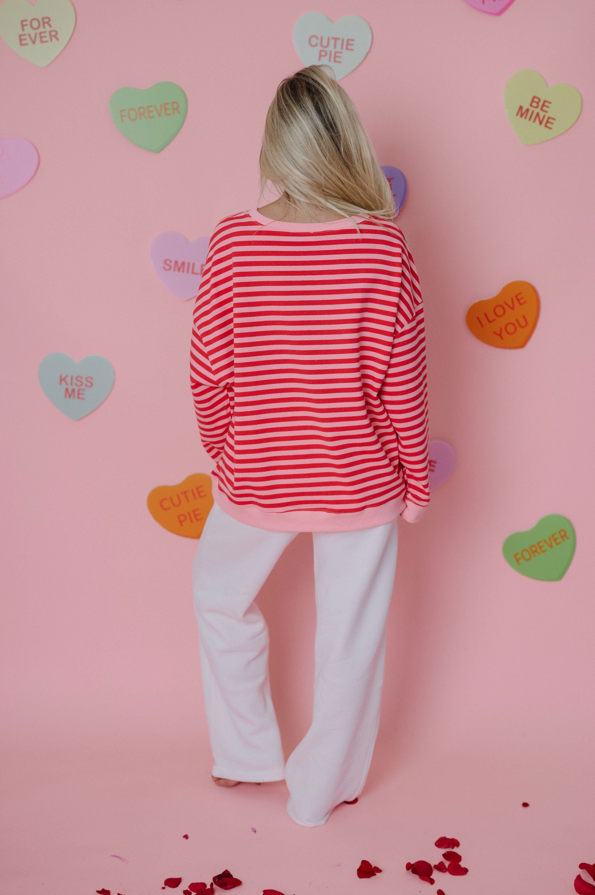 Oversized Striped Top- Pink/Red