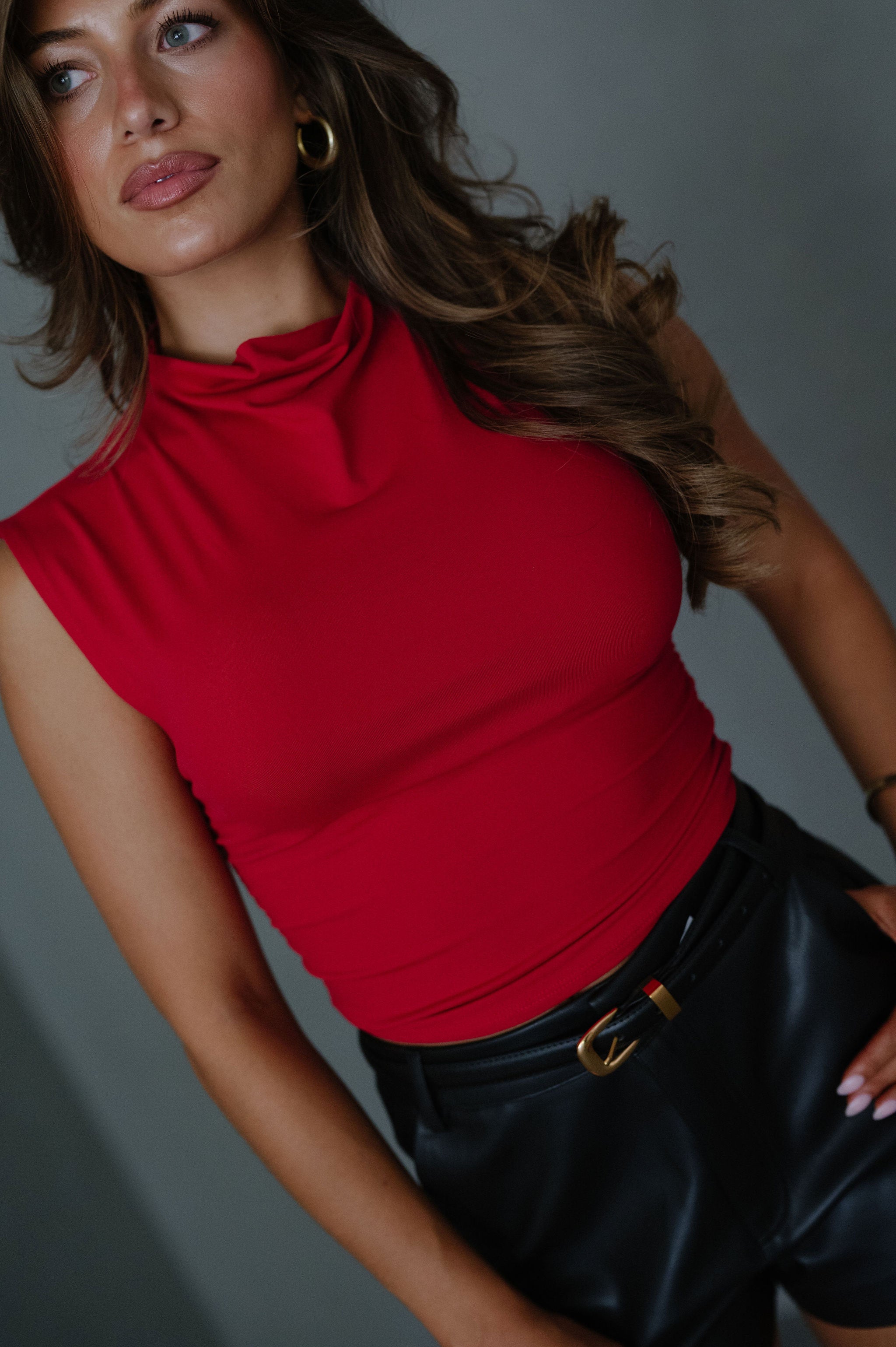 Sarah Cropped Top-Red