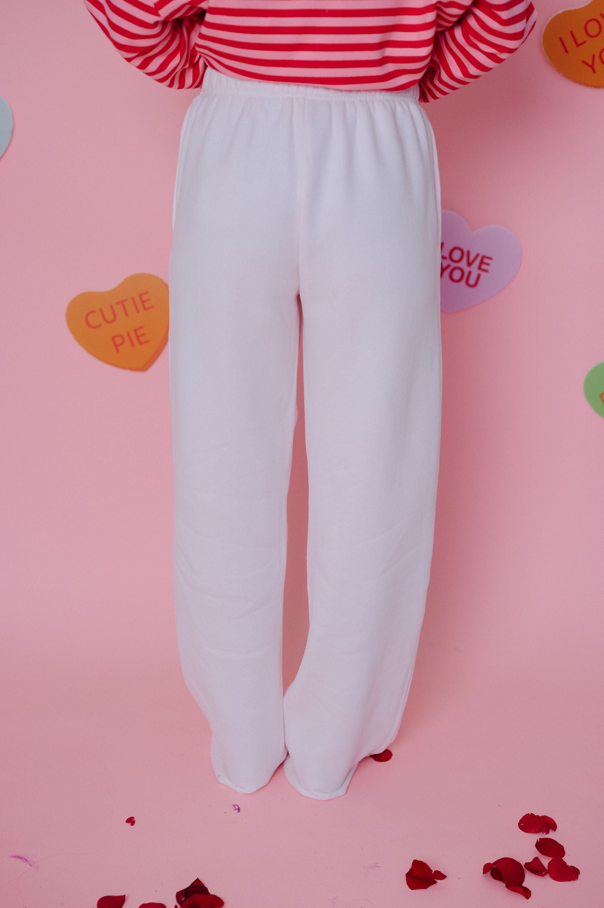 Lani Fleece Wide Leg Sweatpants-Pale Pink