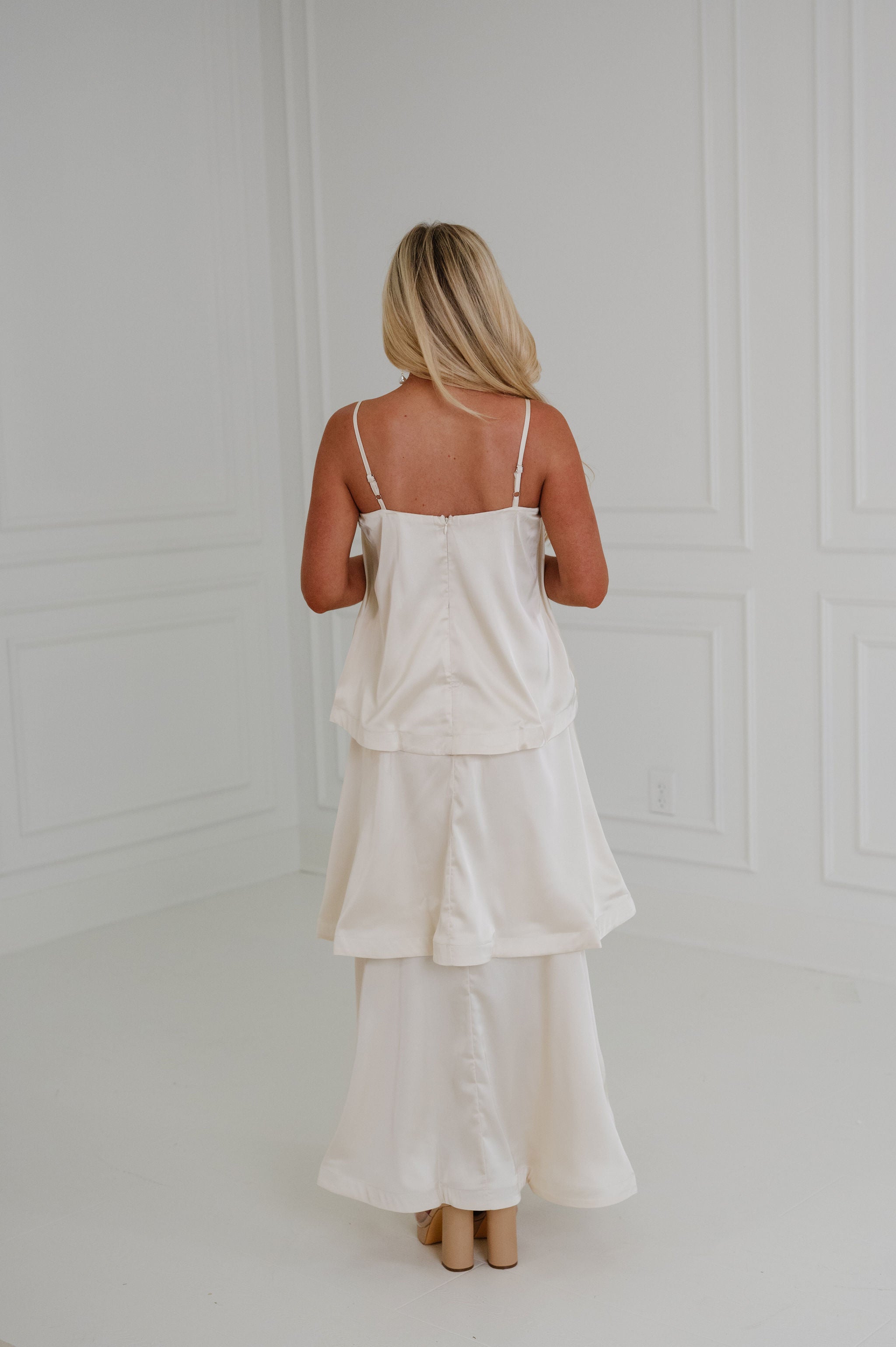 Heather Layered Flowy Maxi Dress-Ivory