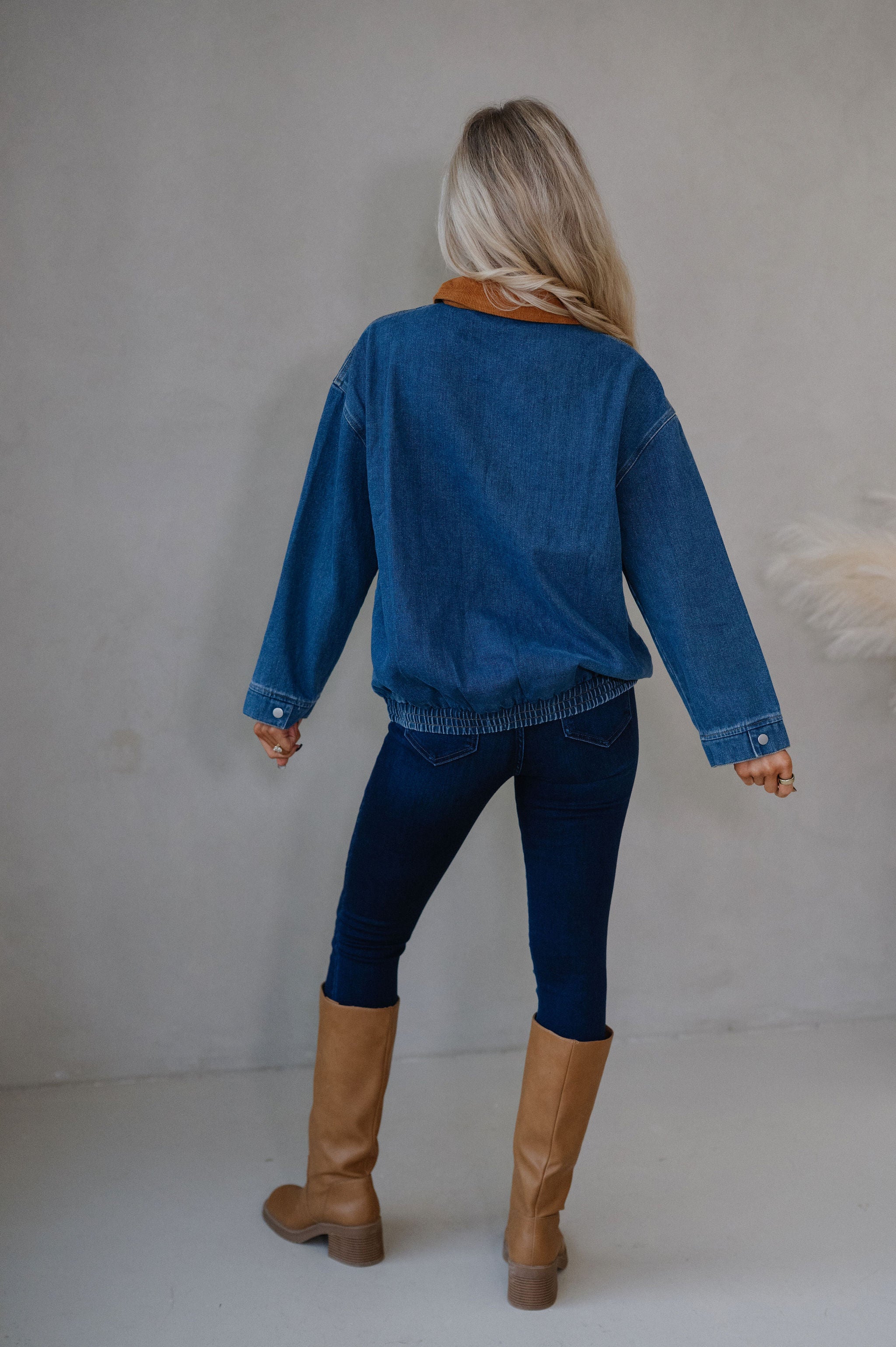 Annie Corduroy Collar Jacket-Denim