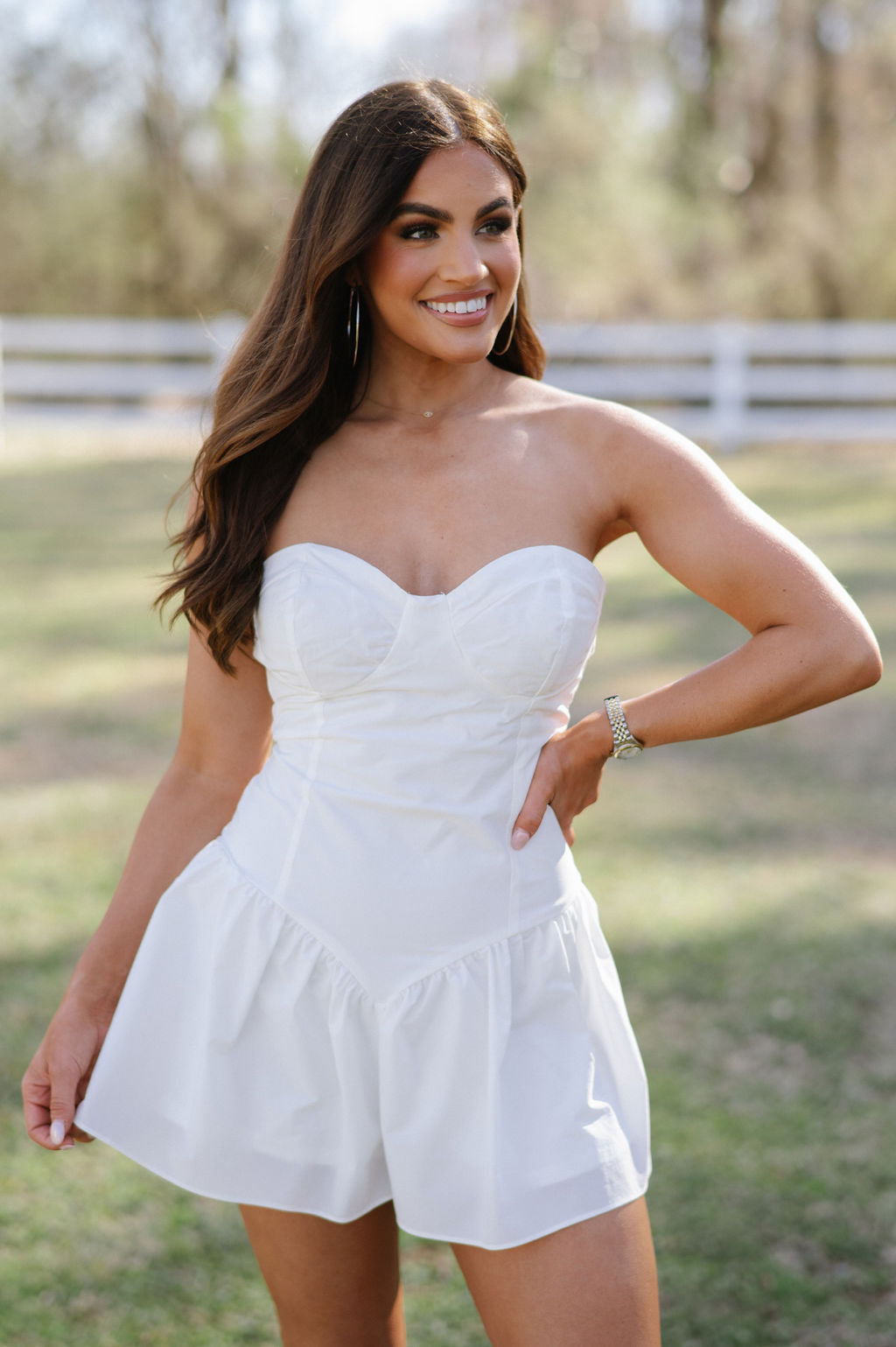 Corset Style Mini Romper-Off White
