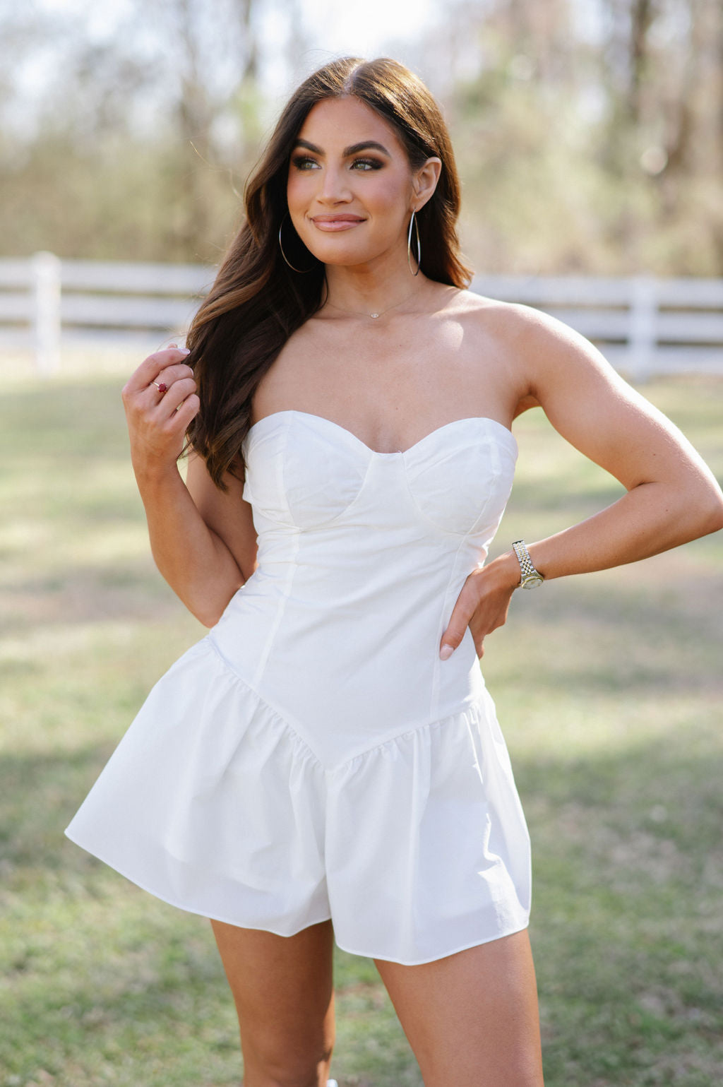 Corset Style Mini Romper-Off White