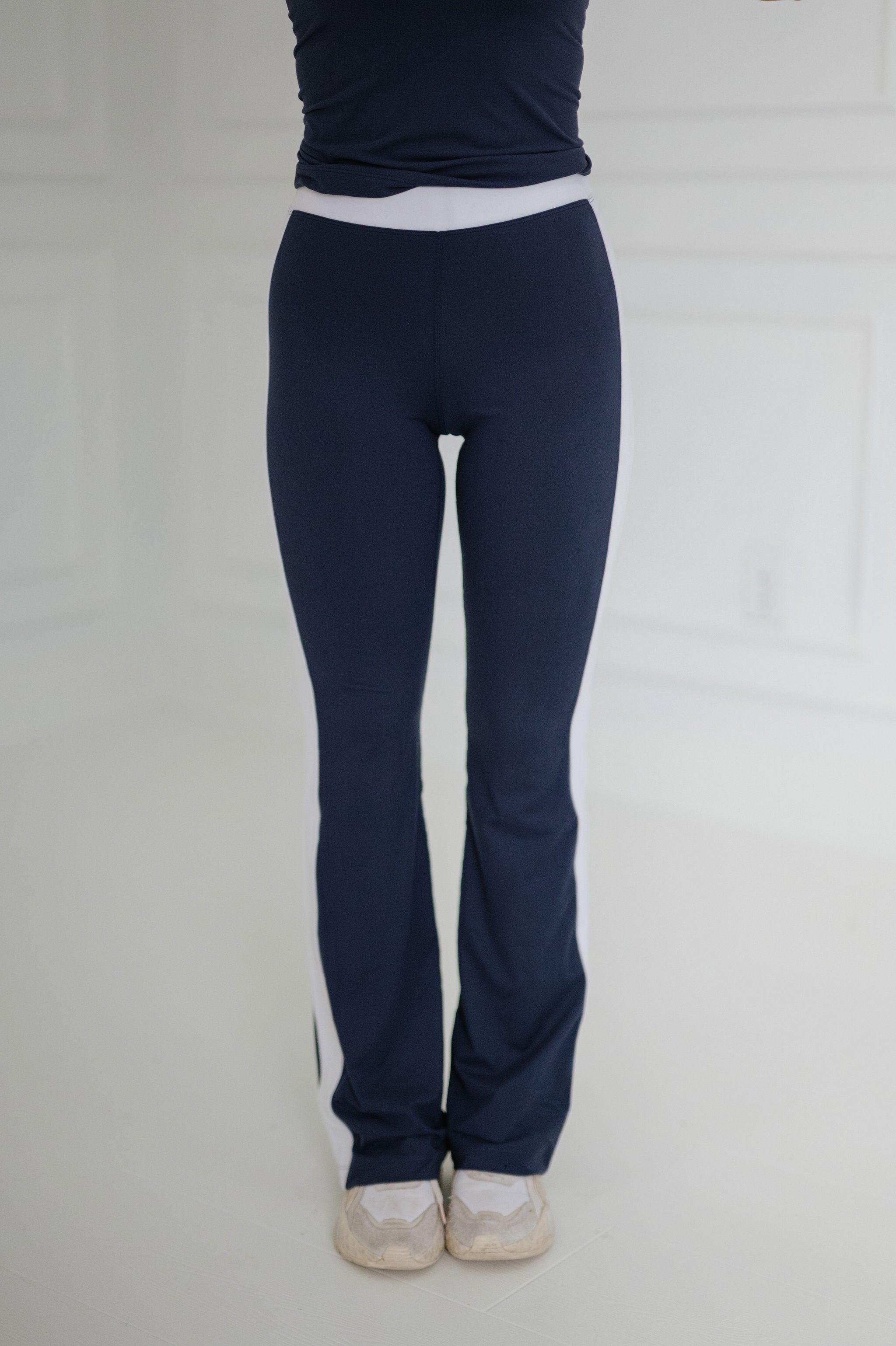Buttersoft Flare Pants Set-Navy/White