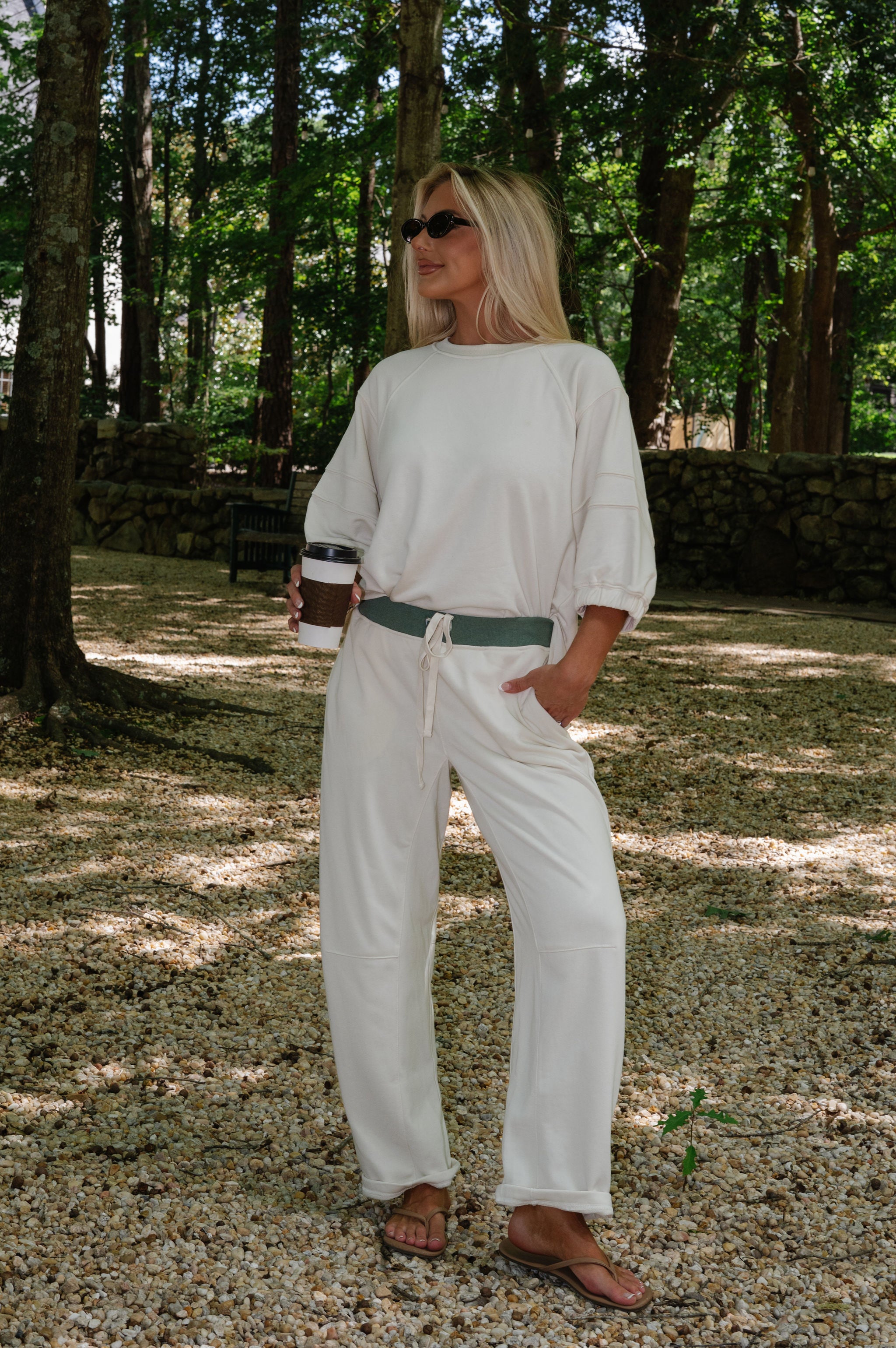 Rae French Terry Set-Bone/Dark Forest