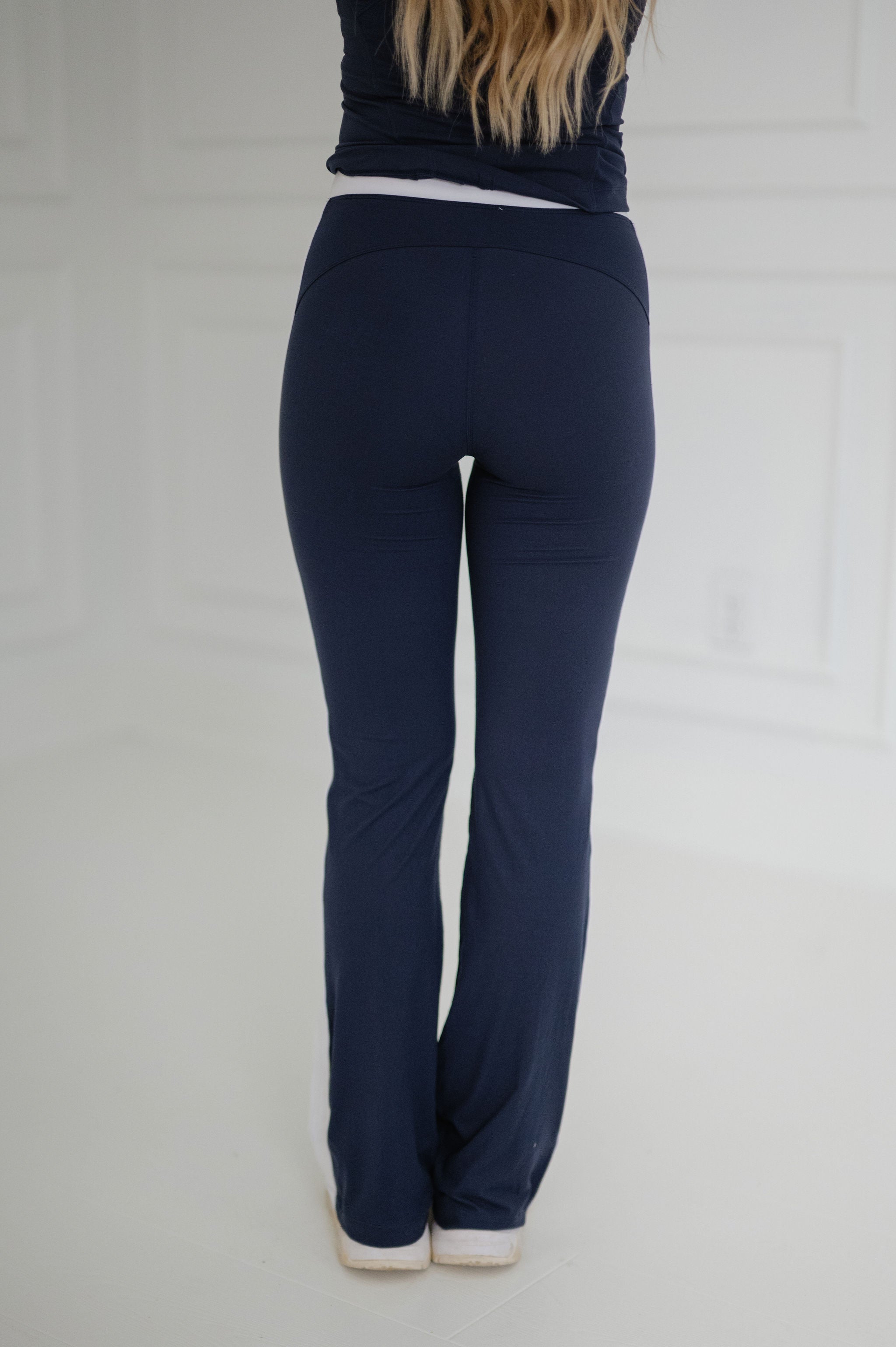 Buttersoft Flare Pants Set-Navy/White