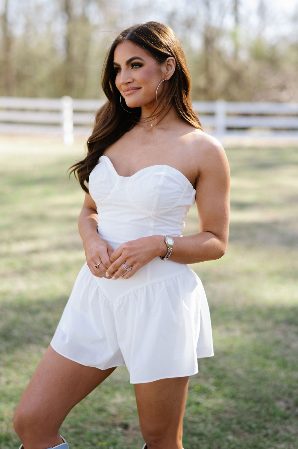 Corset Style Mini Romper-Off White