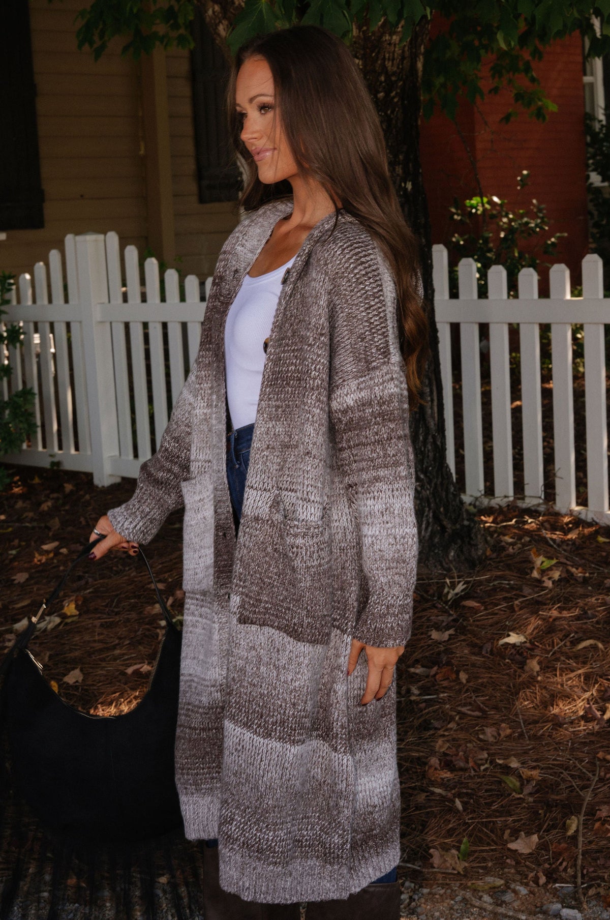 Ruby Hooded Cardigan-Chocolate Multi