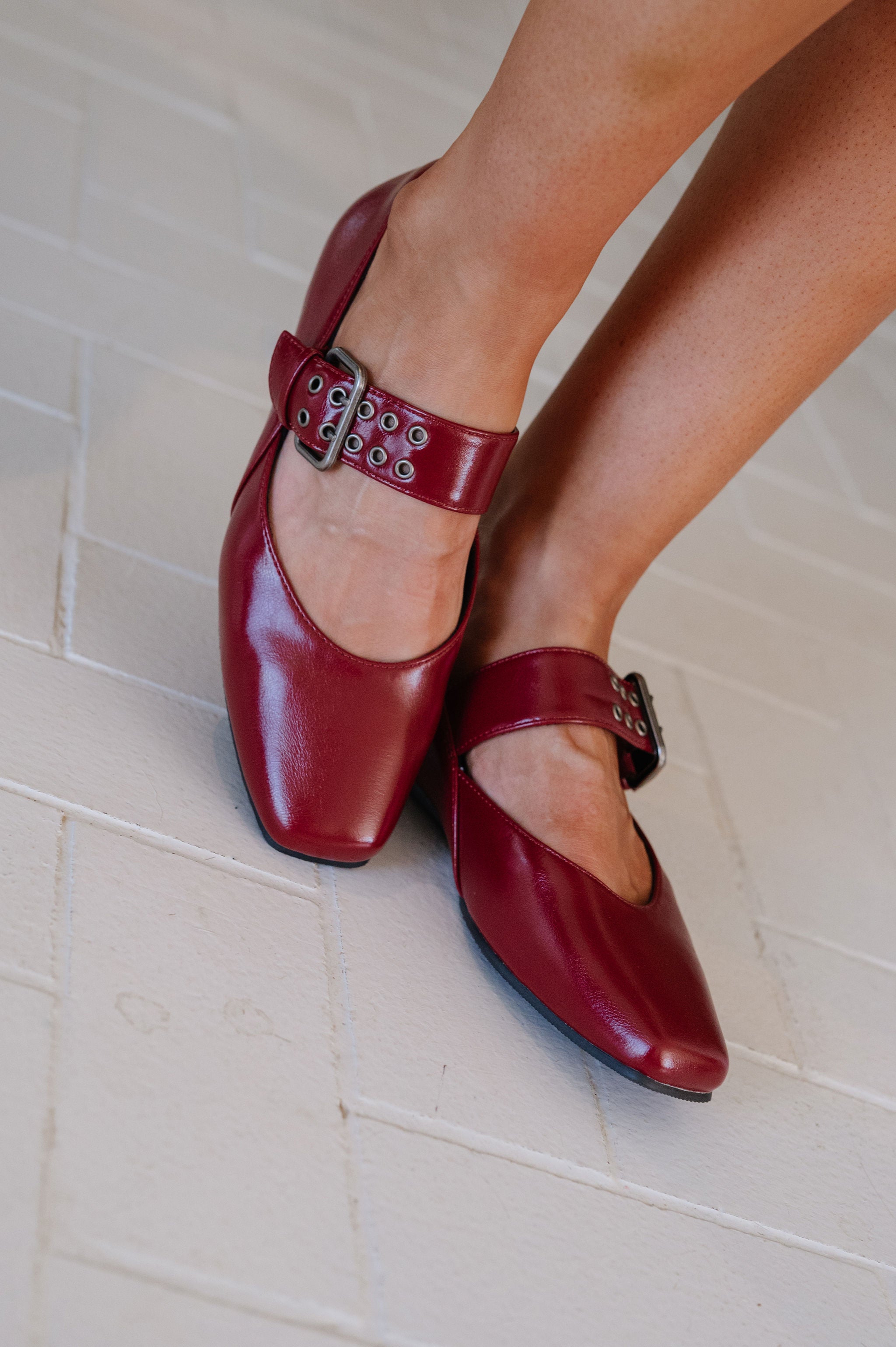 Soho Buckle Ballet Flat-Wine