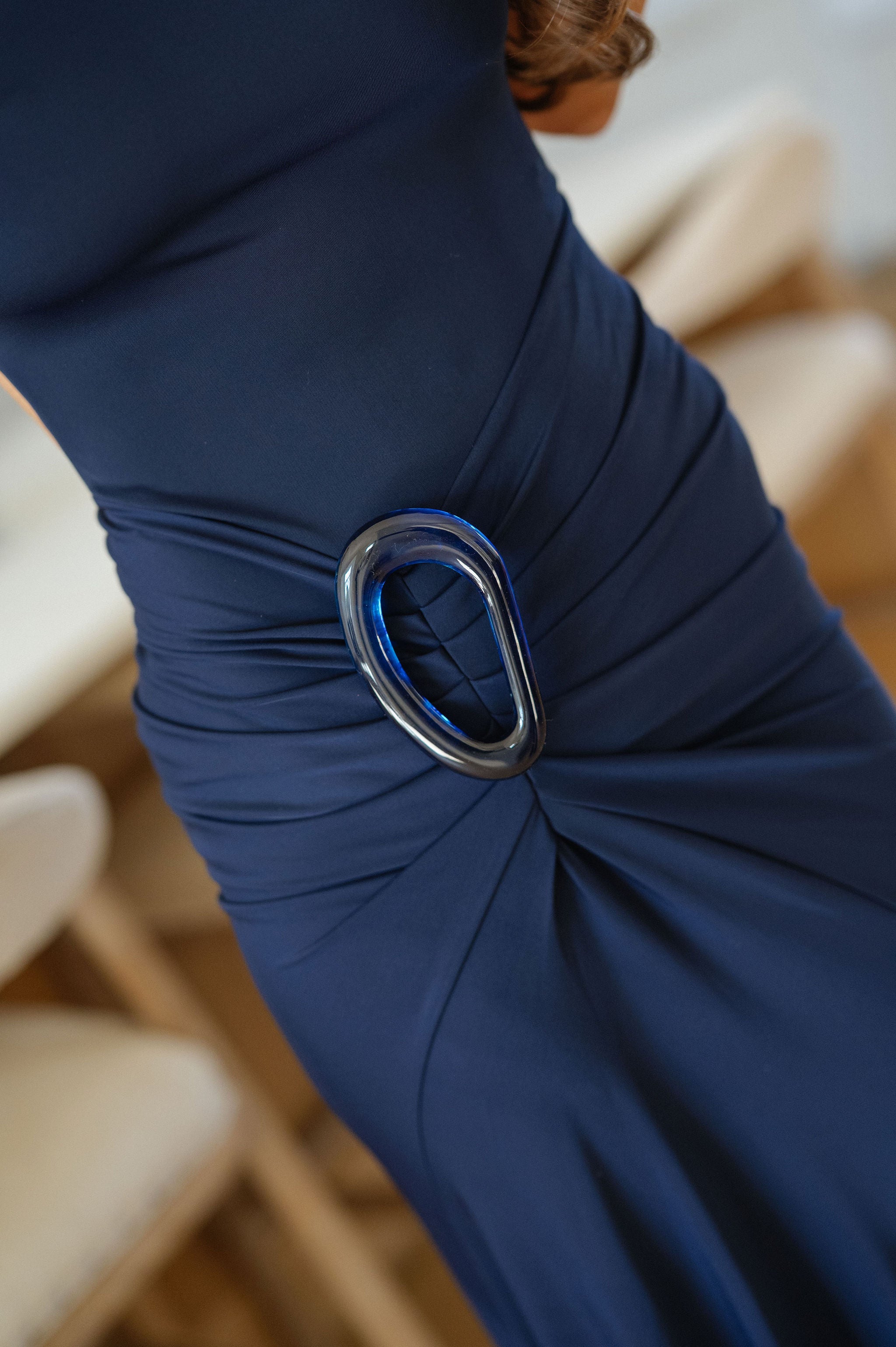 Waverly Mock Neck Dress-Navy