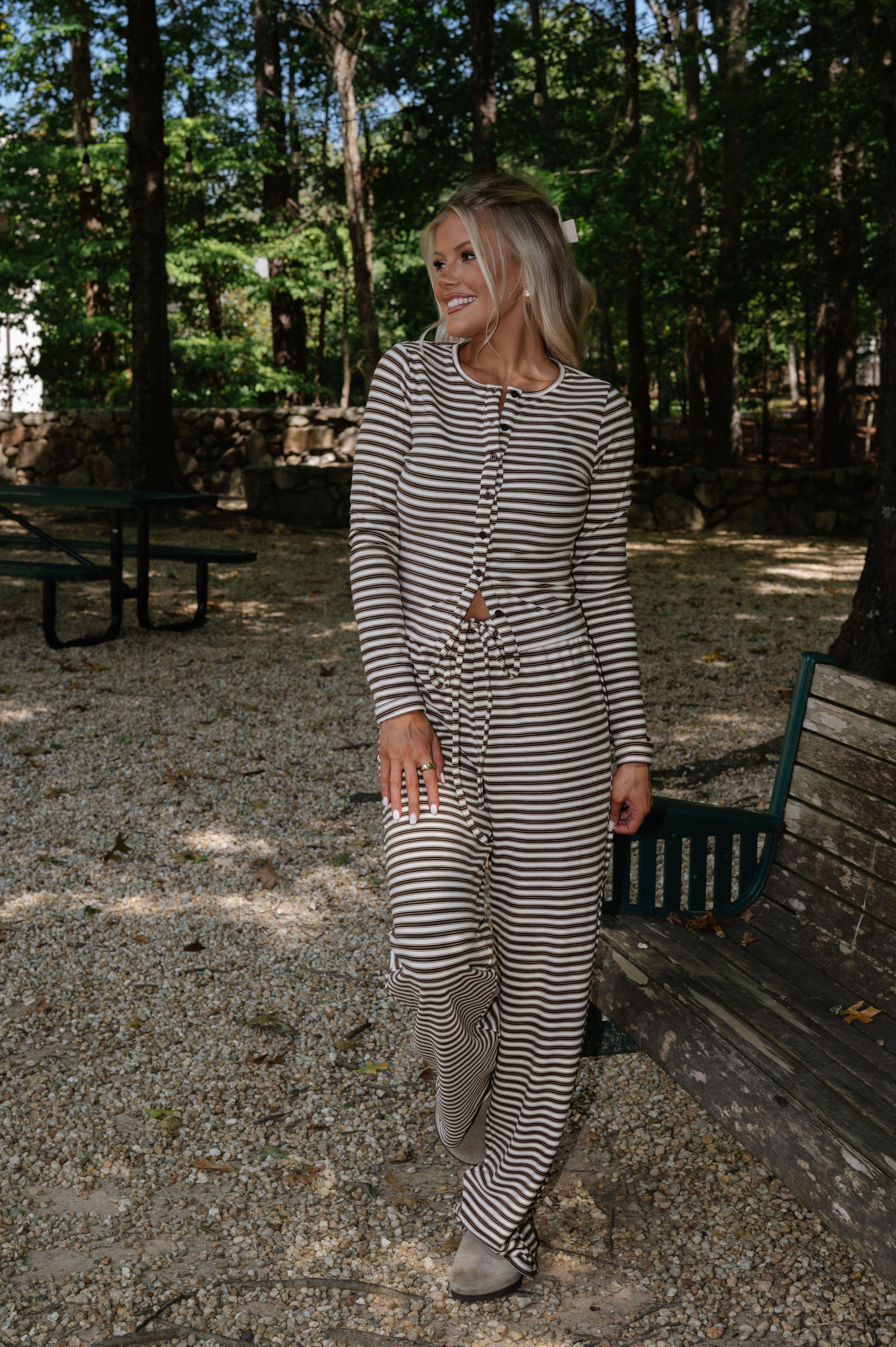 Freddie Striped Cardigan-Chocolate