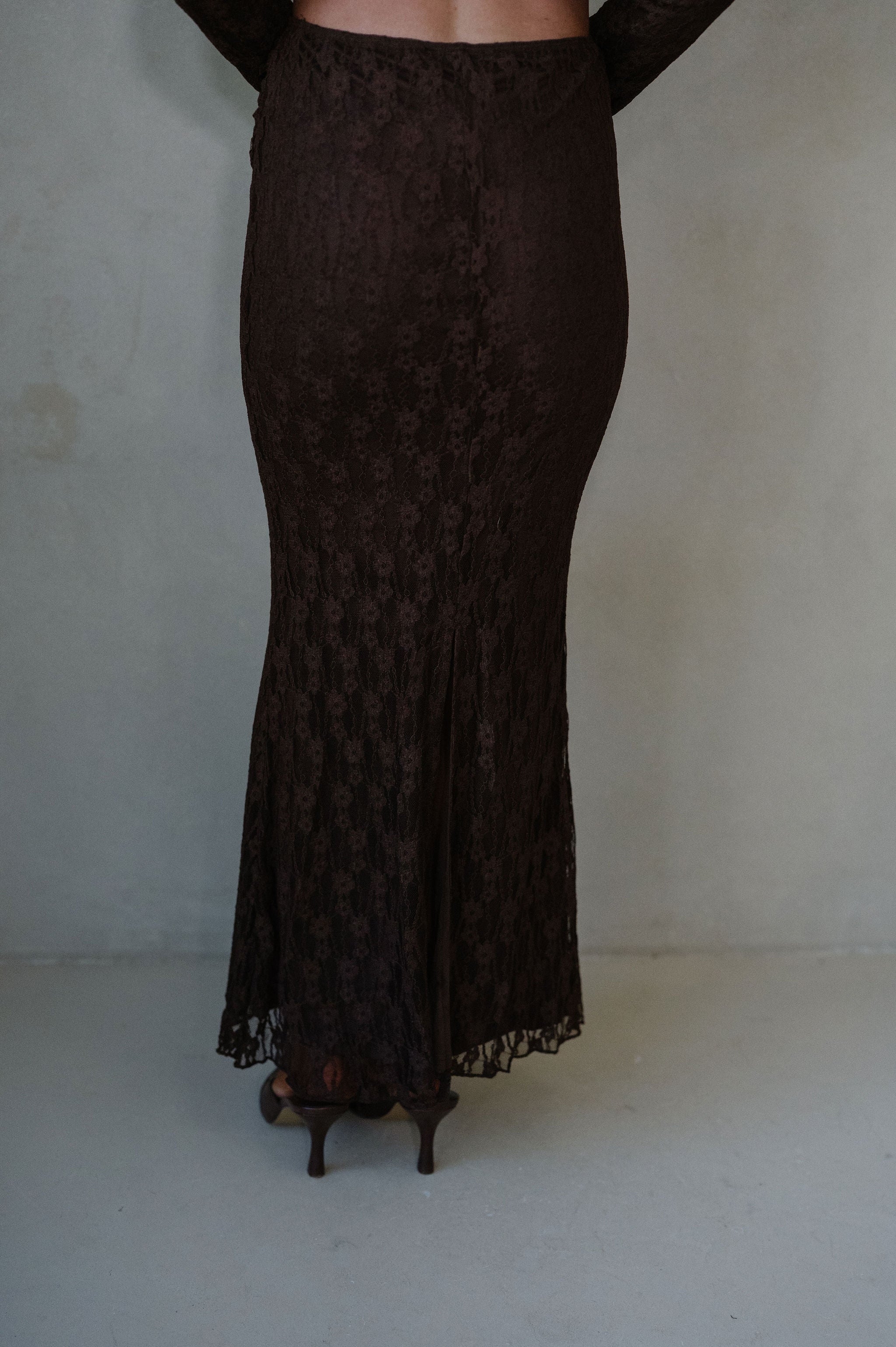 Stella Lace Maxi Skirt Set-Brown