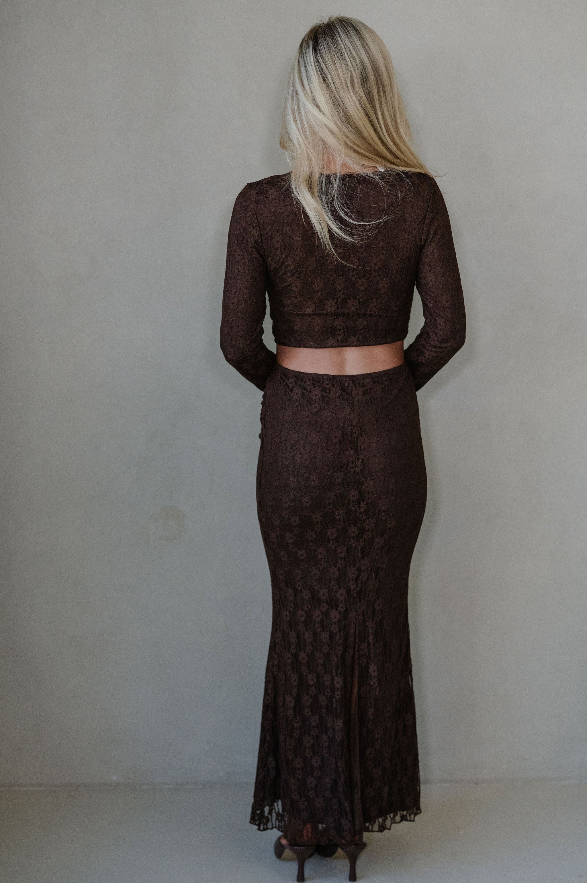 Stella Lace Maxi Skirt Set-Brown
