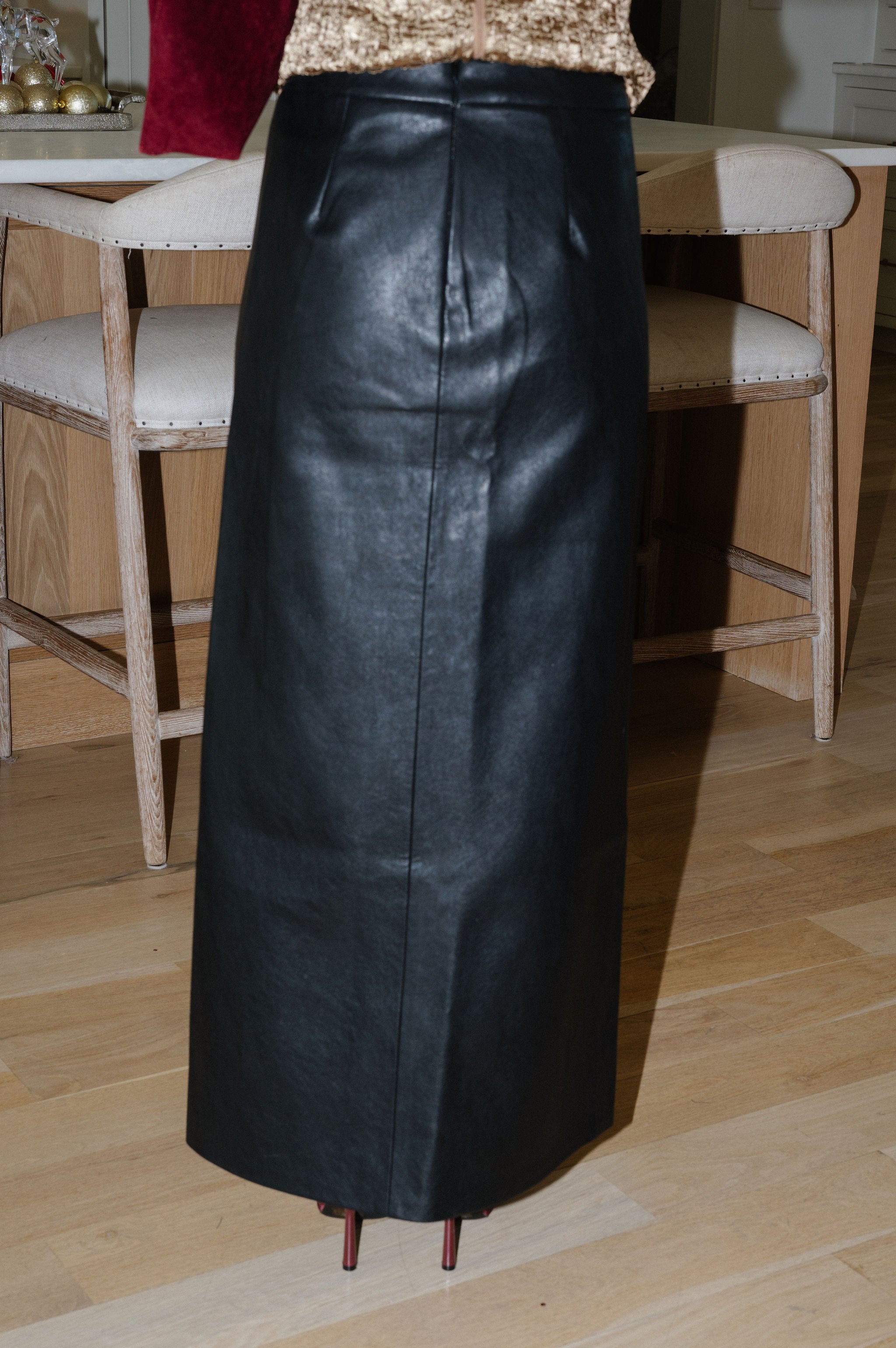Lennon Faux Leather Maxi Skirt-Black