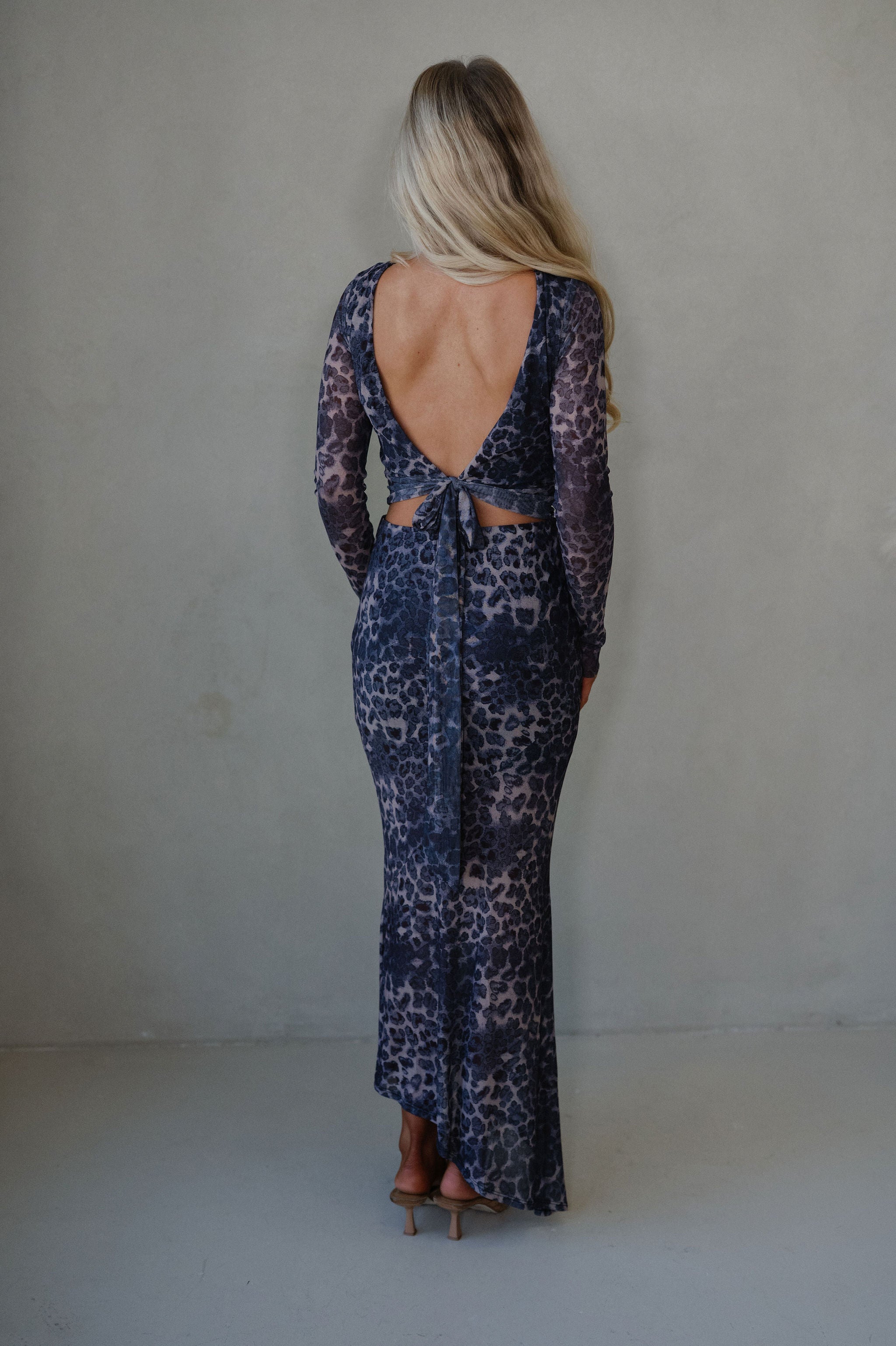 Leopard Maxi Skirt Set-Grey