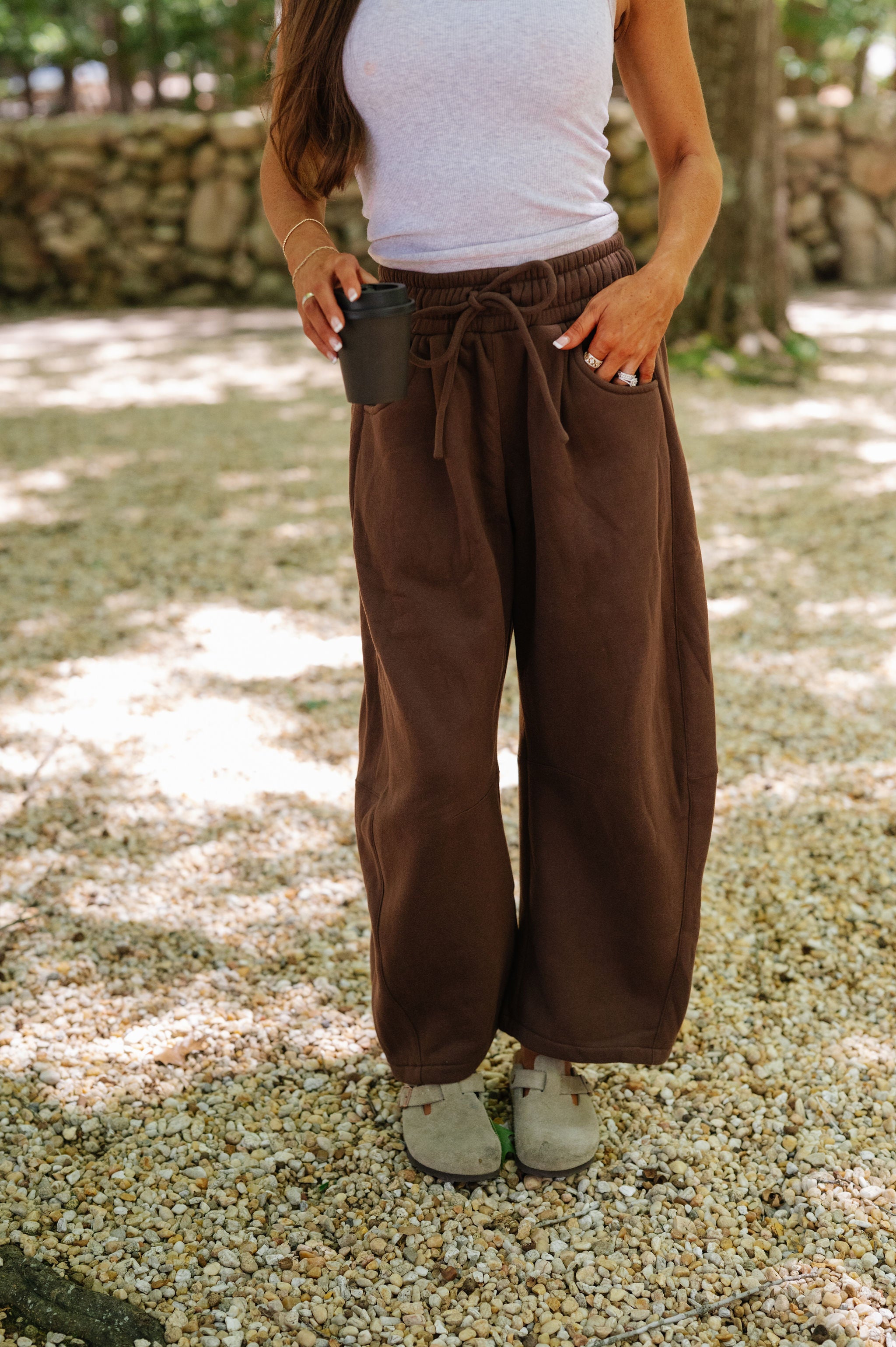 Macie Barrel Sweatpants-Brown