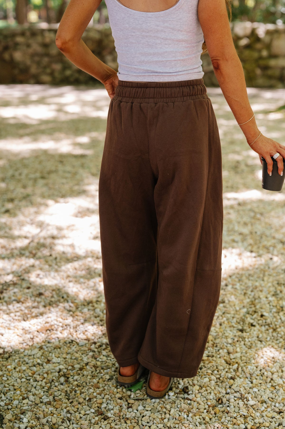 Macie Barrel Sweatpants-Brown