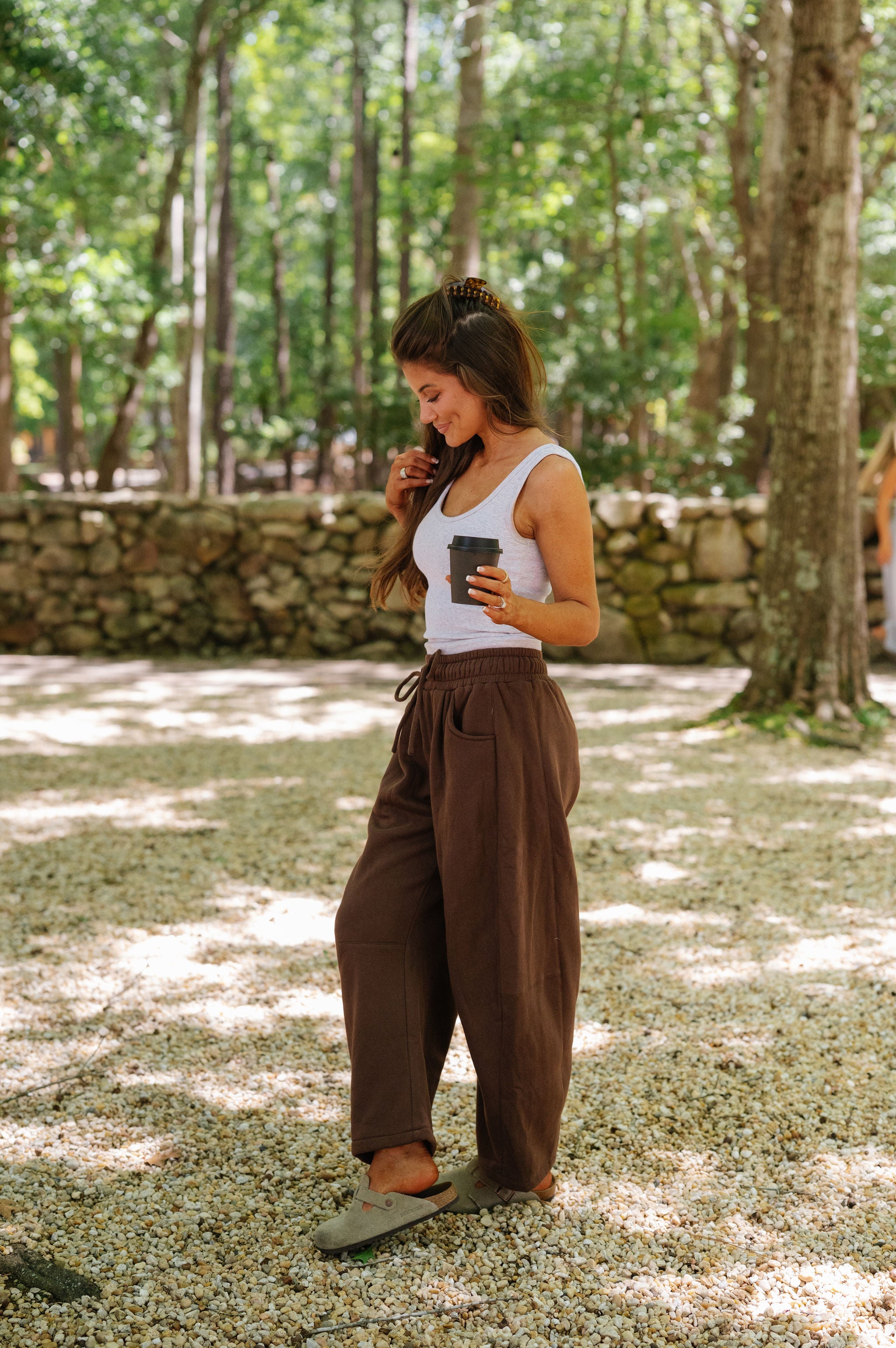 Macie Barrel Sweatpants-Brown