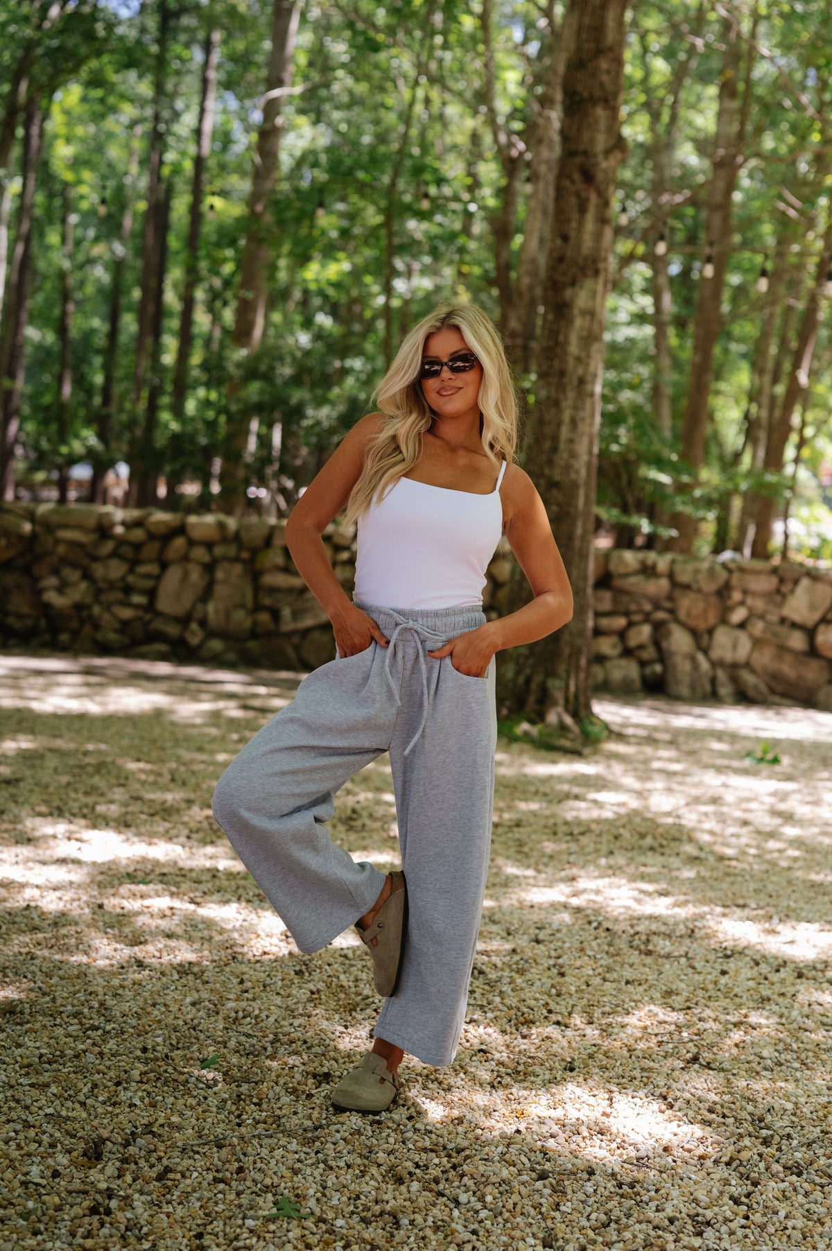 Macie Barrel Sweatpants-Heather Grey