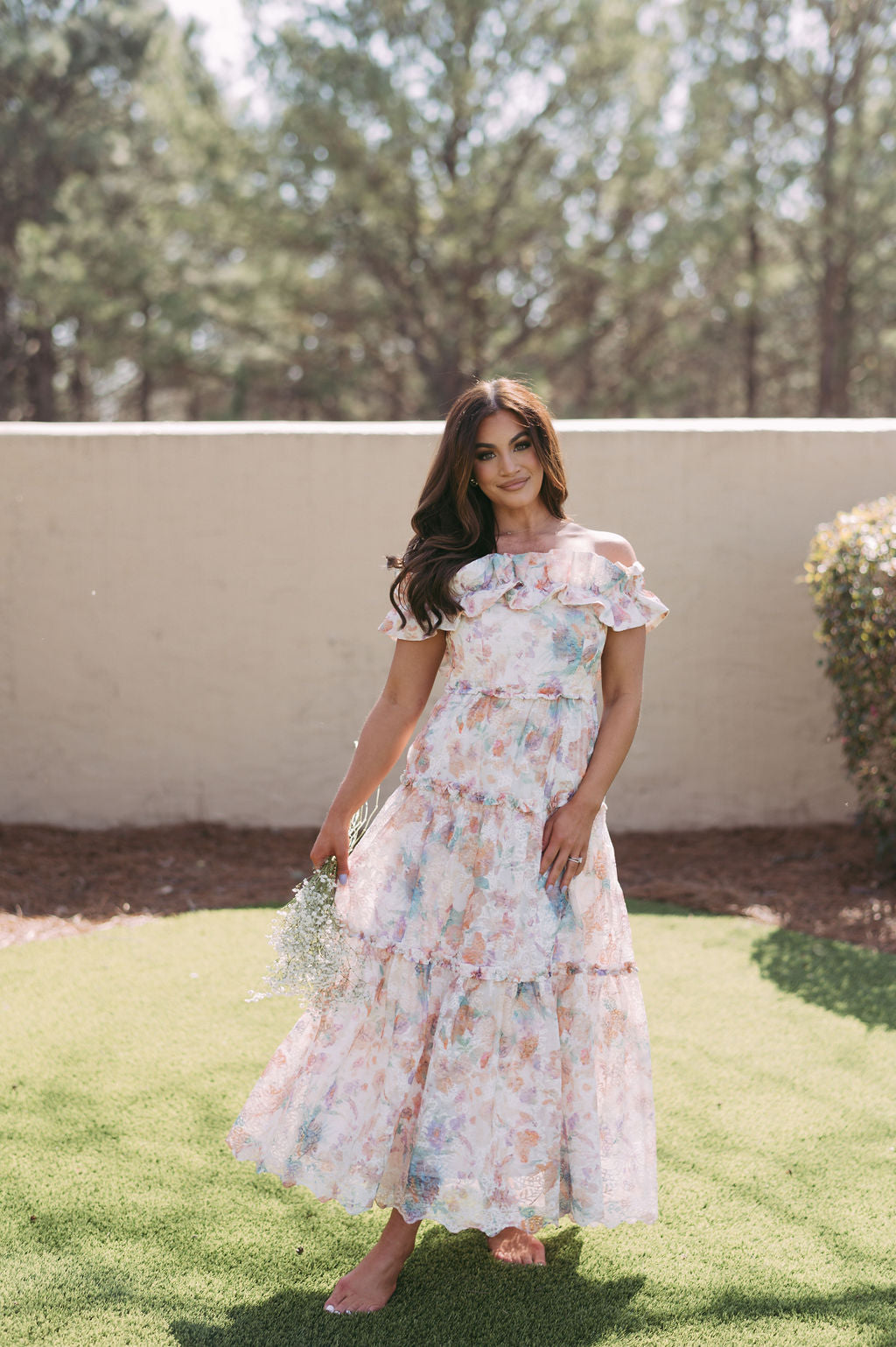 Watercolor floral maxi store dress