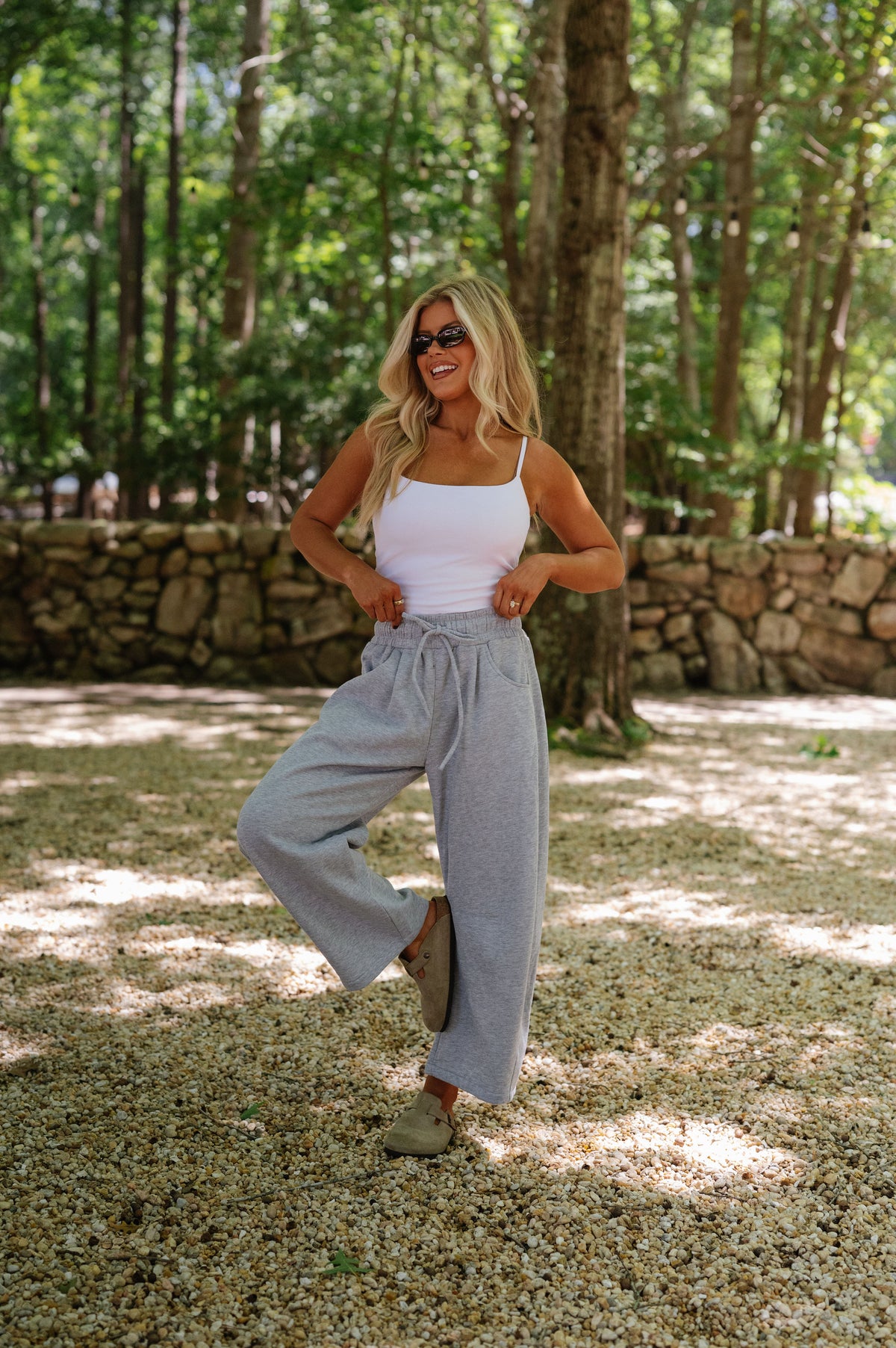 Macie Barrel Sweatpants-Heather Grey
