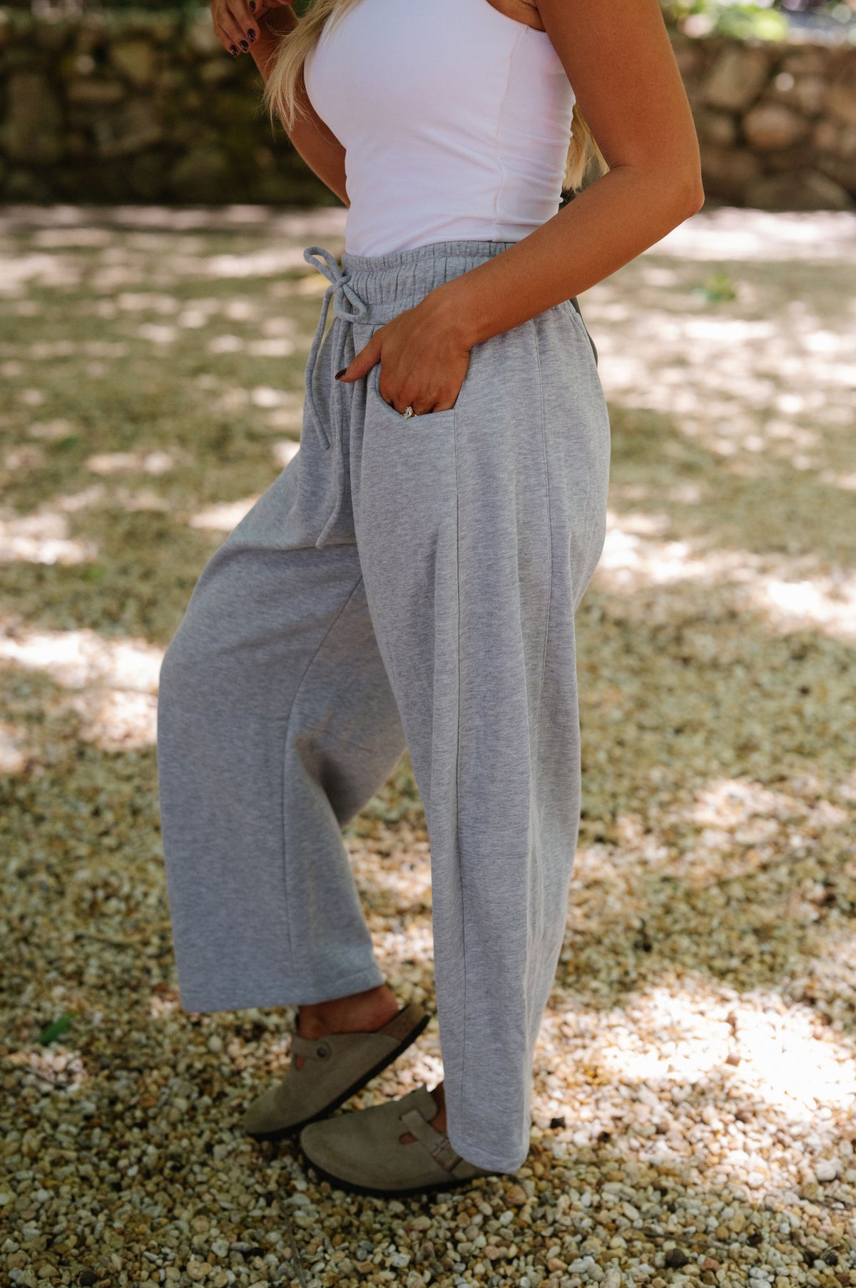 Macie Barrel Sweatpants-Heather Grey