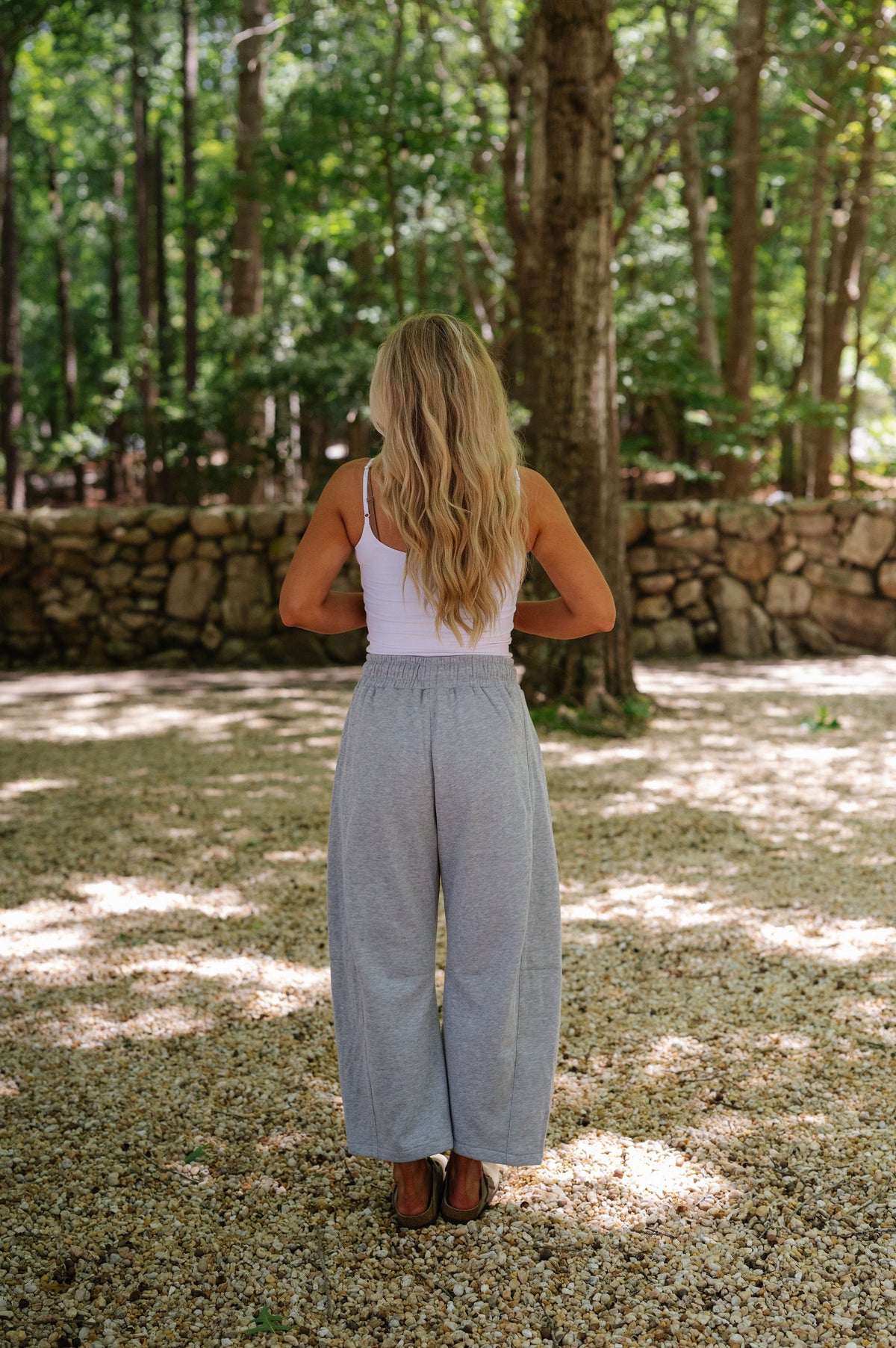 Macie Barrel Sweatpants-Heather Grey