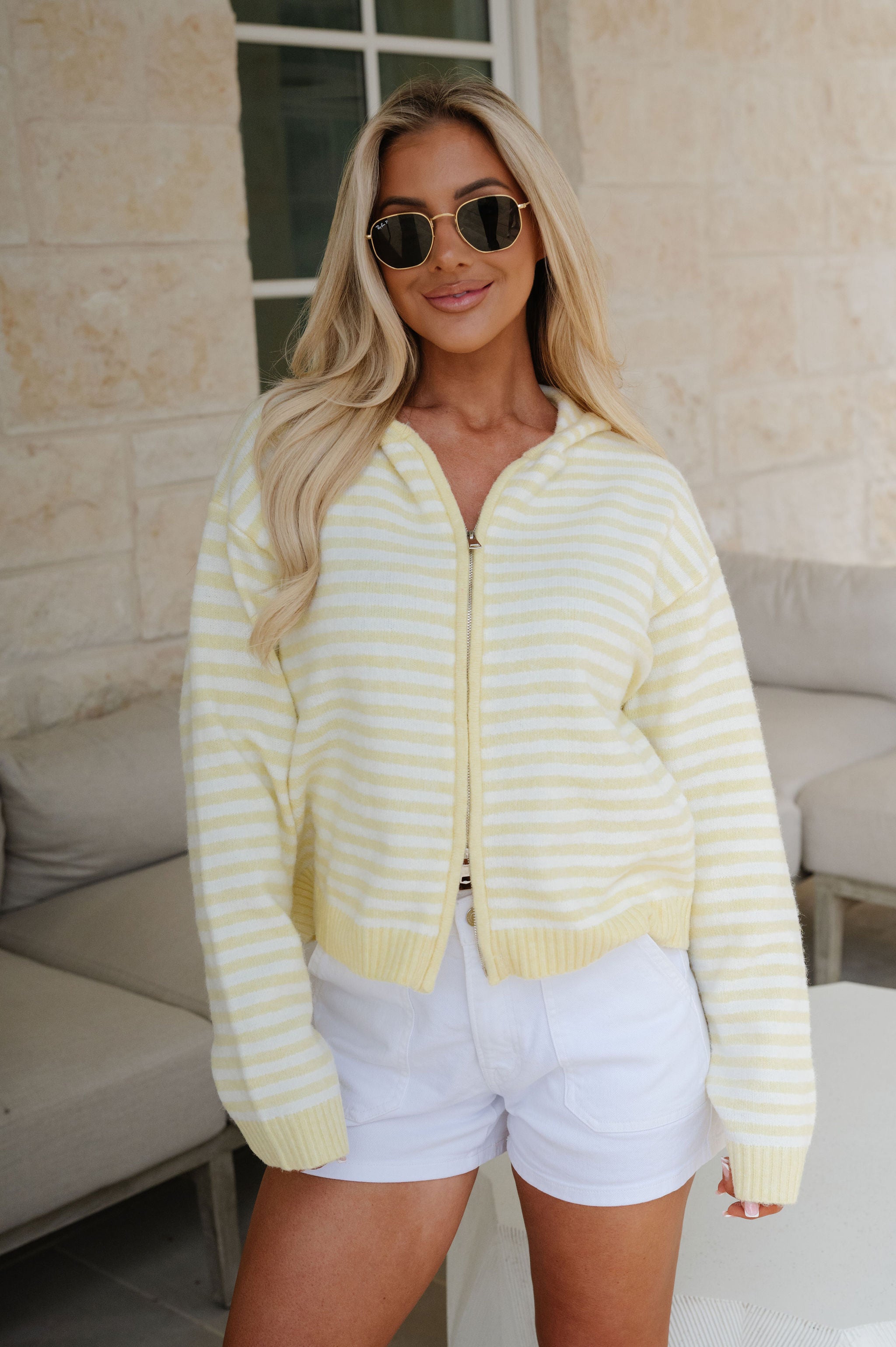 Callie Striped Hoodie-Butter