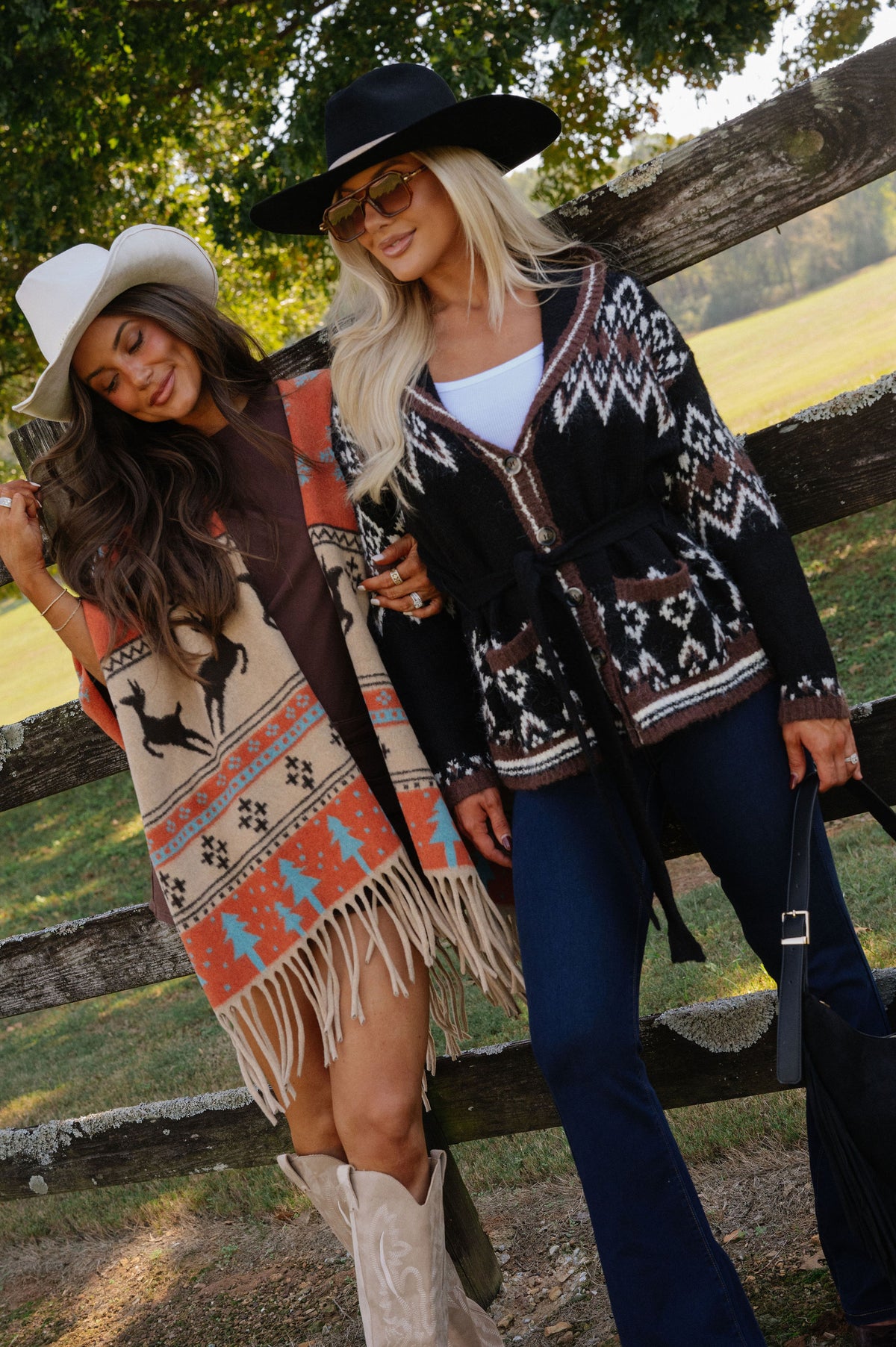 Alpine Tie Cardigan Sweater-Black Multi