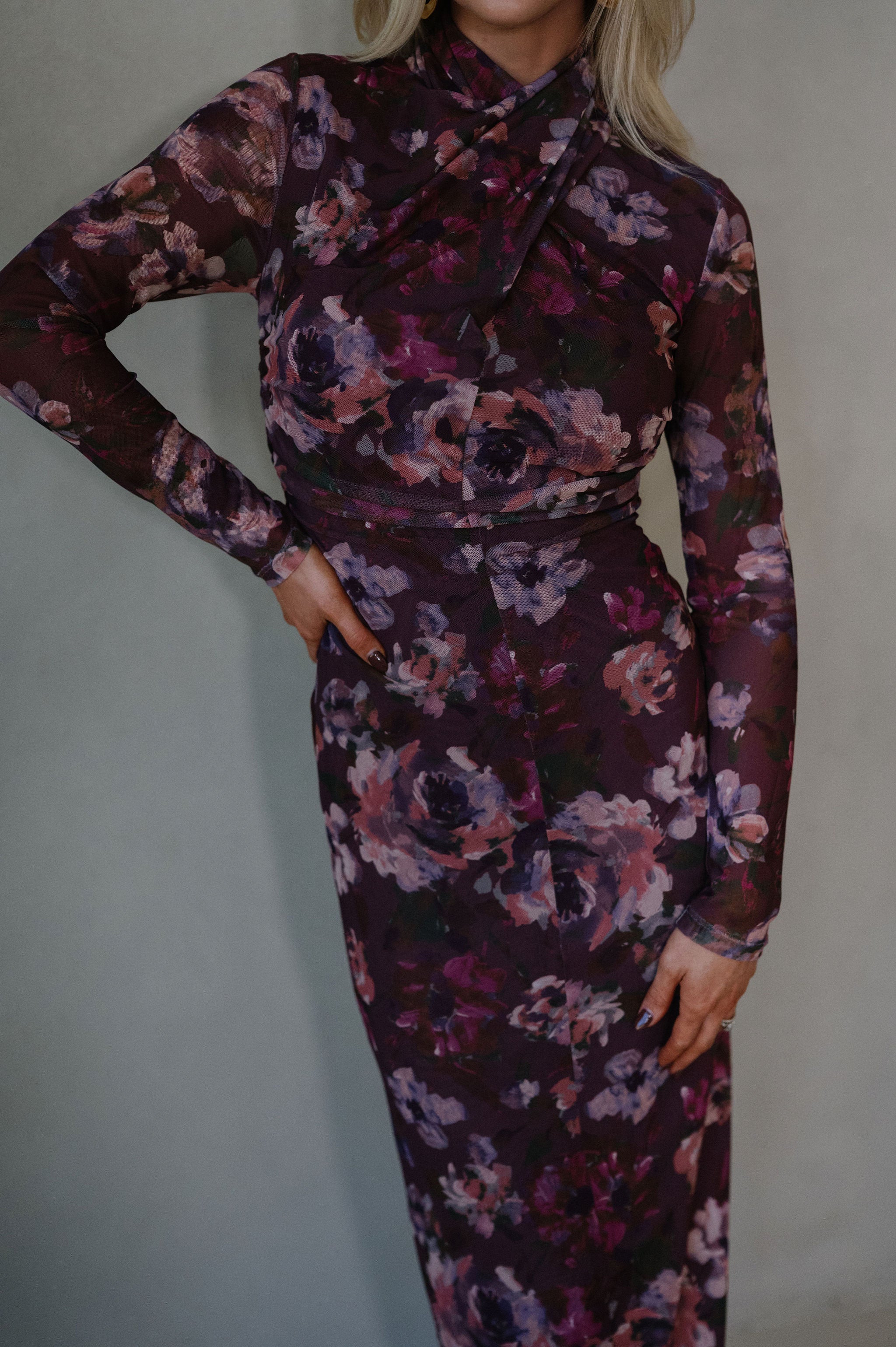 Haley Floral Maxi Dress-Dark Mauve