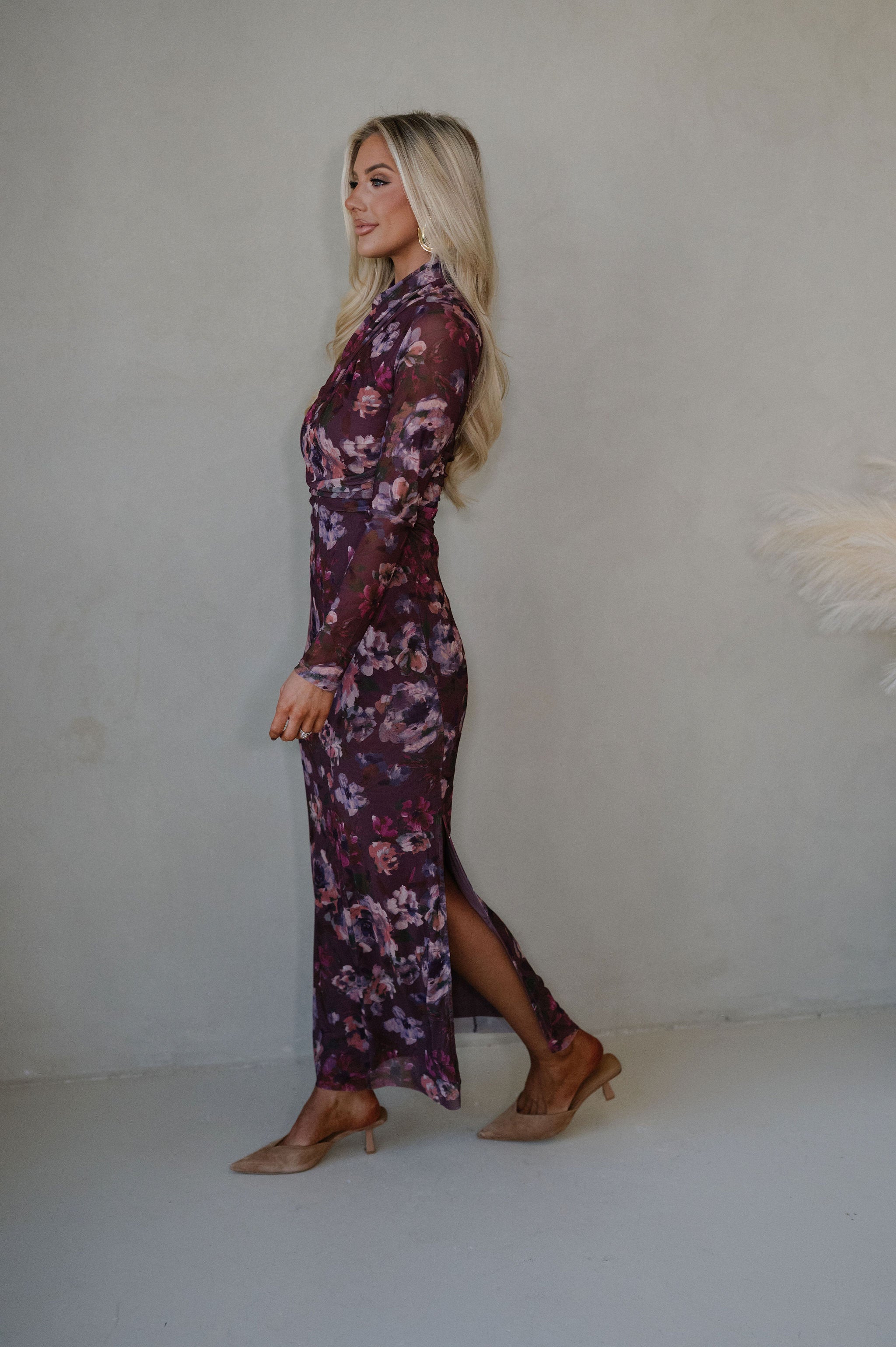 Haley Floral Maxi Dress-Dark Mauve