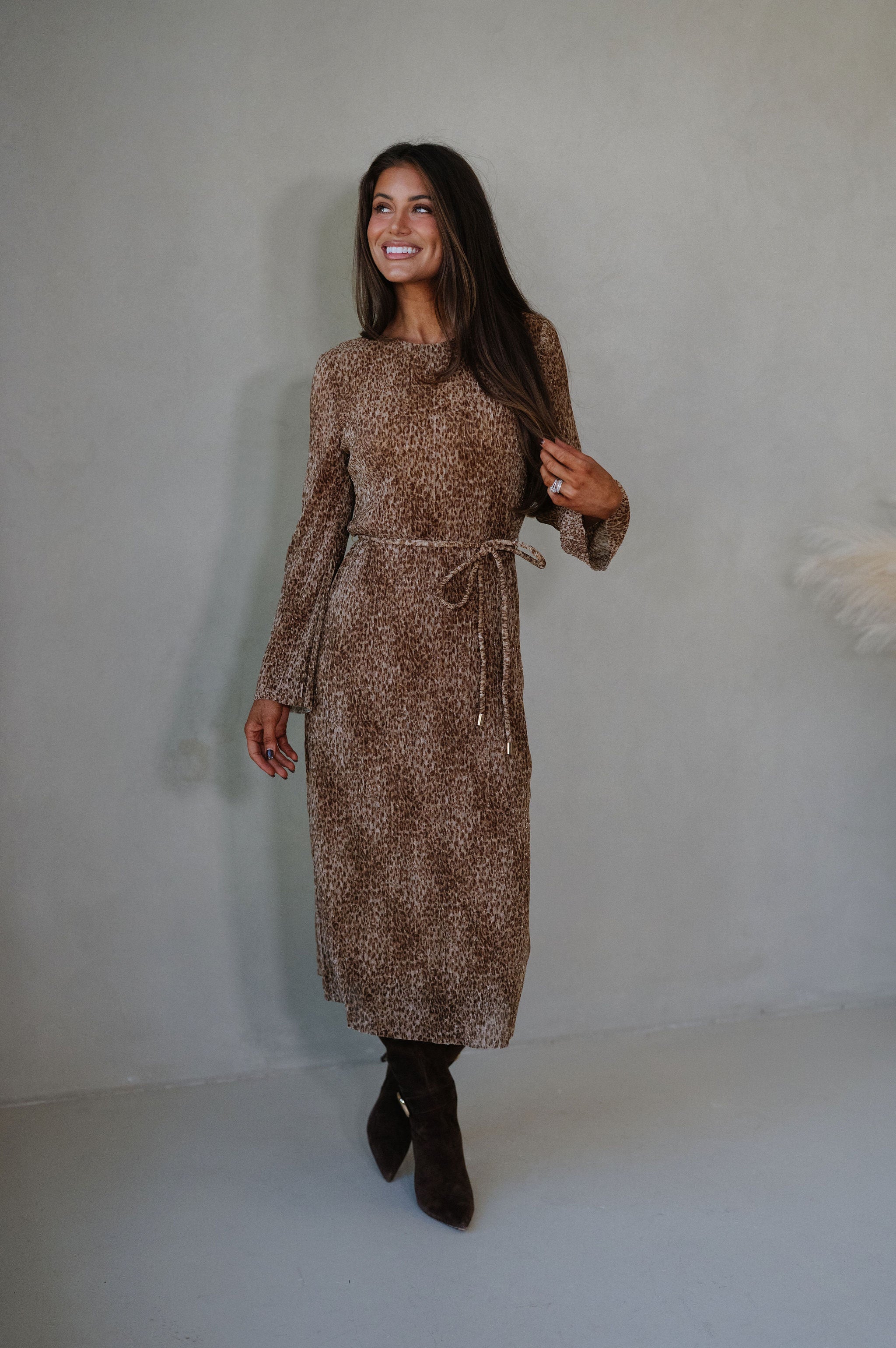 Whitley Midi Dress-Bronzed Jaguar