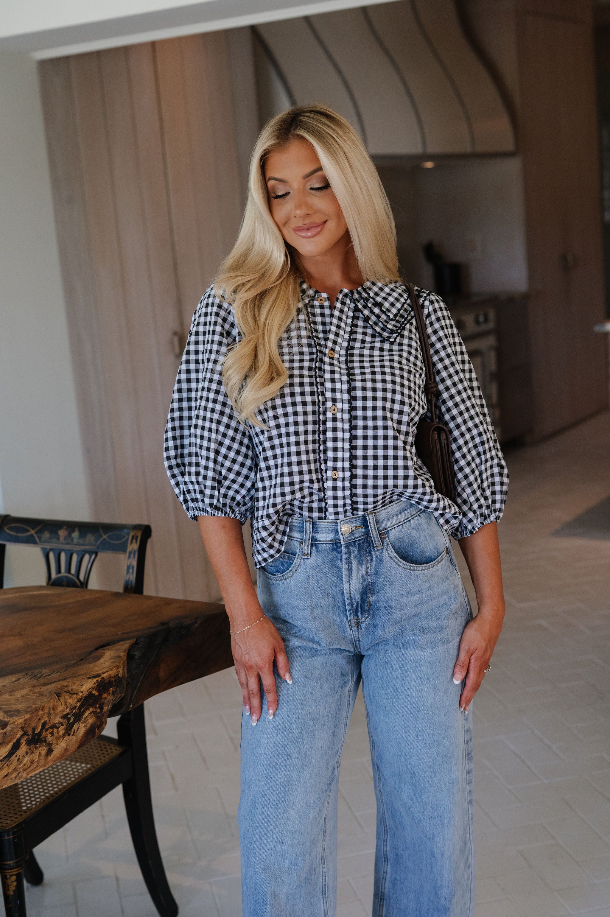 Jillian Puff Sleeve Top-Black