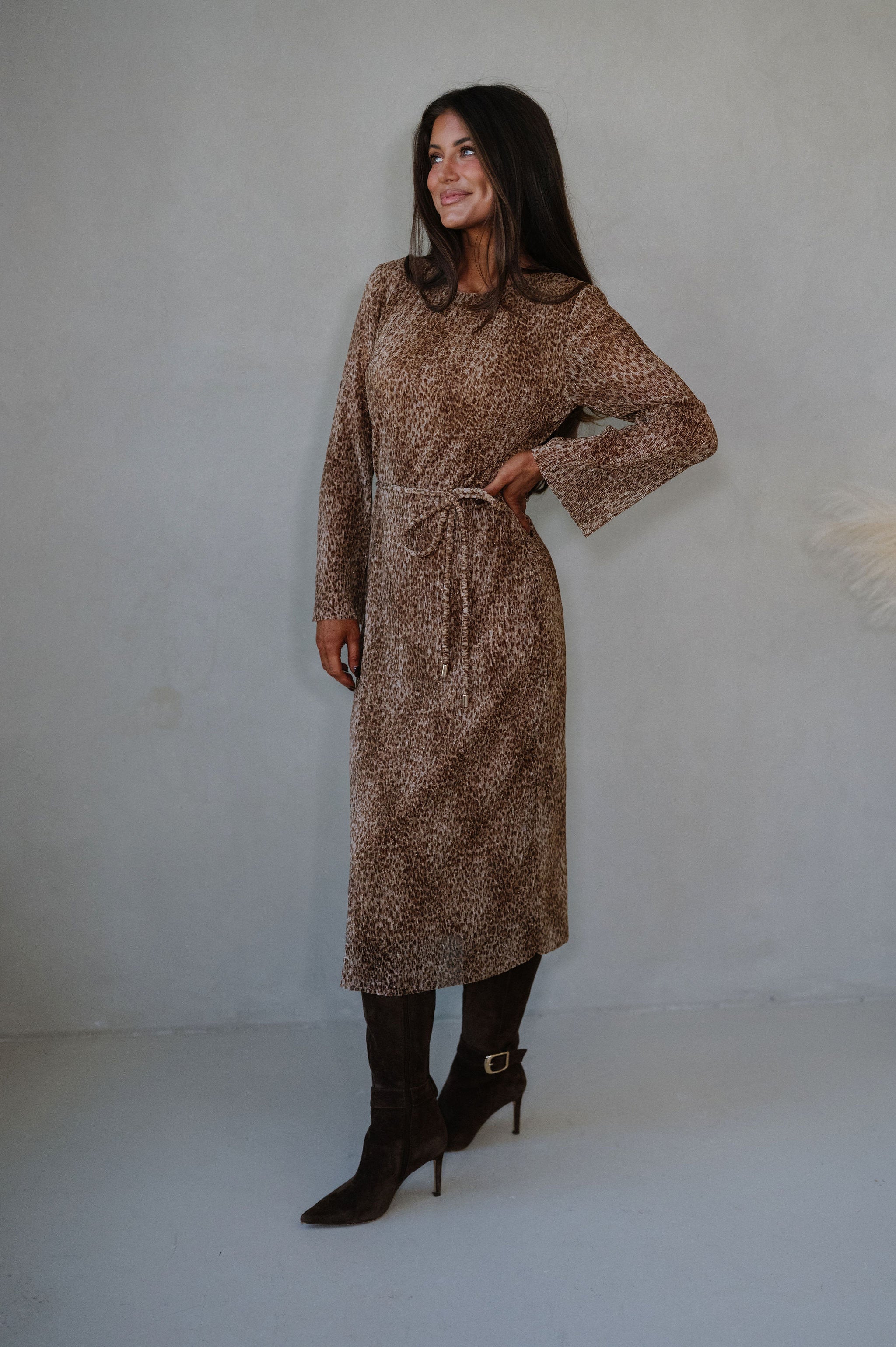 Whitley Midi Dress-Bronzed Jaguar
