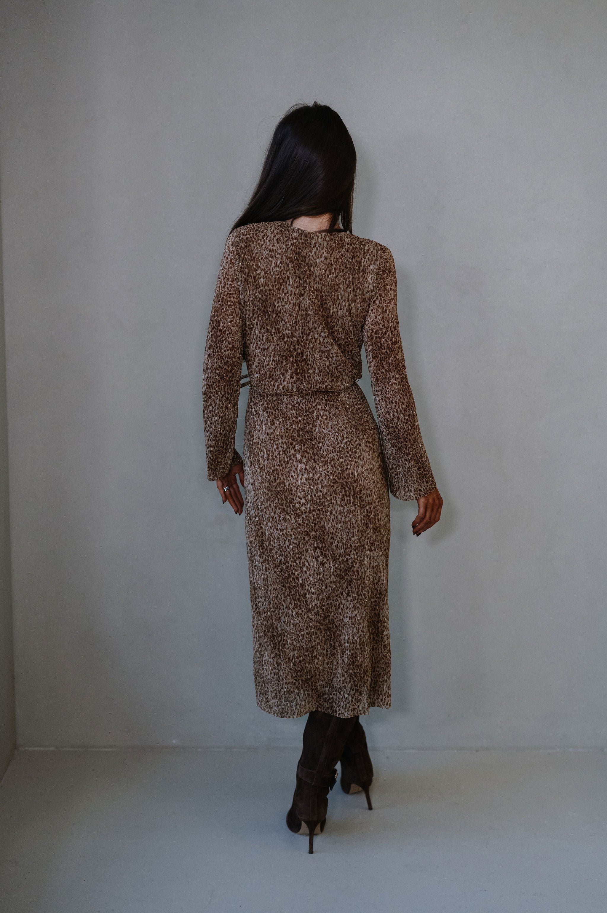 Whitley Midi Dress-Bronzed Jaguar