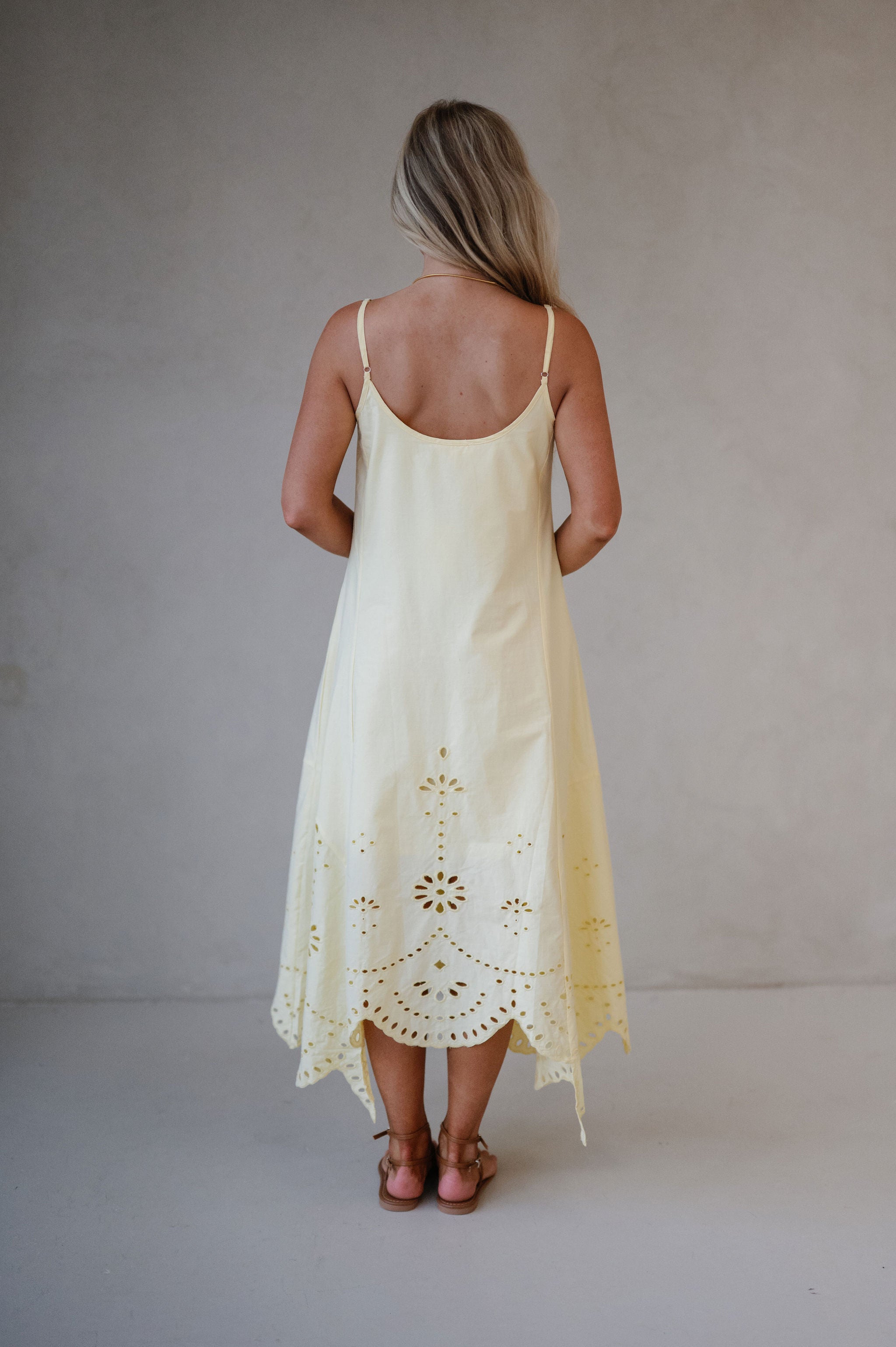 Ruby Embroidered Midi Dress-Light Yellow