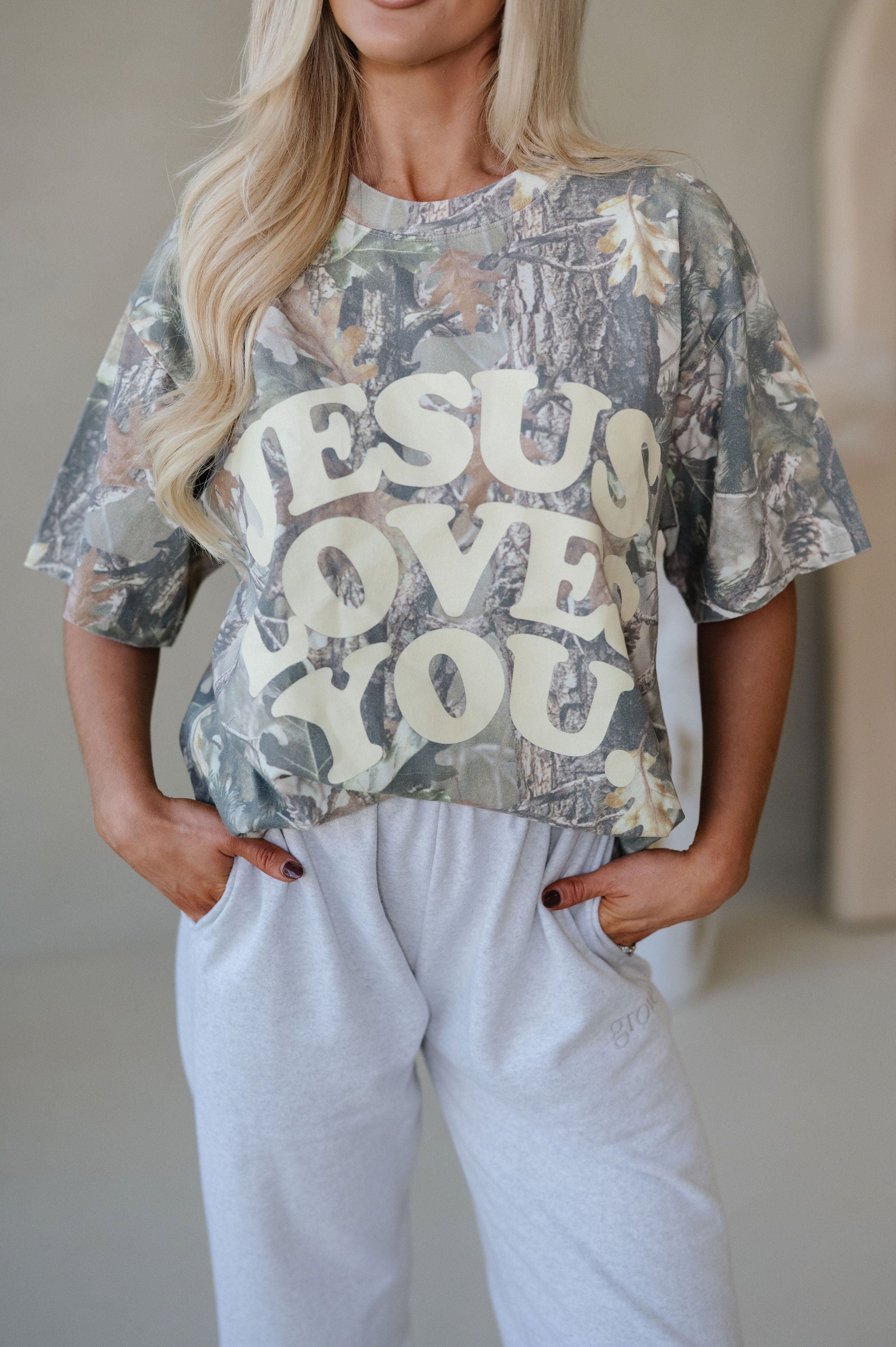 Jesus Loves You Oversized Tee-Camo