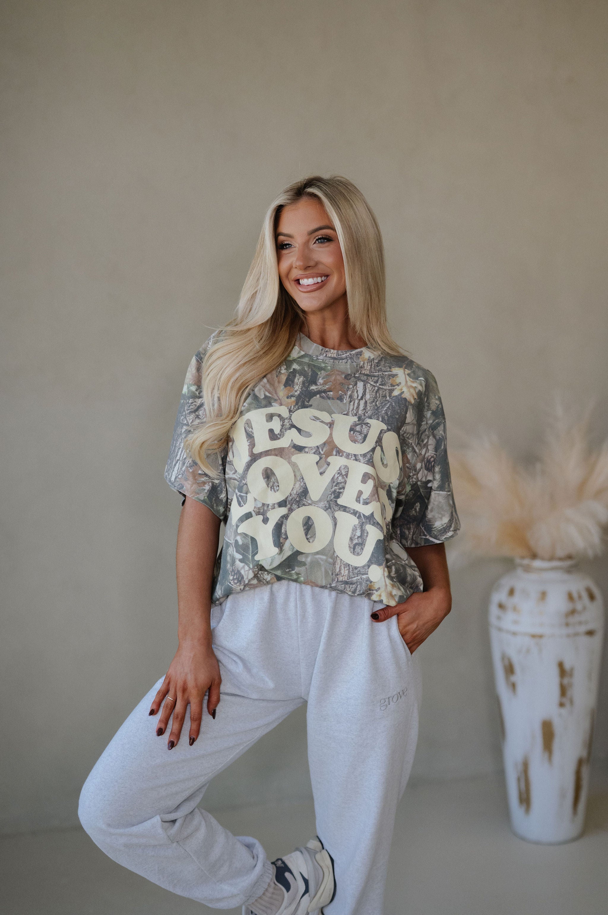 Jesus Loves You Oversized Tee-Camo