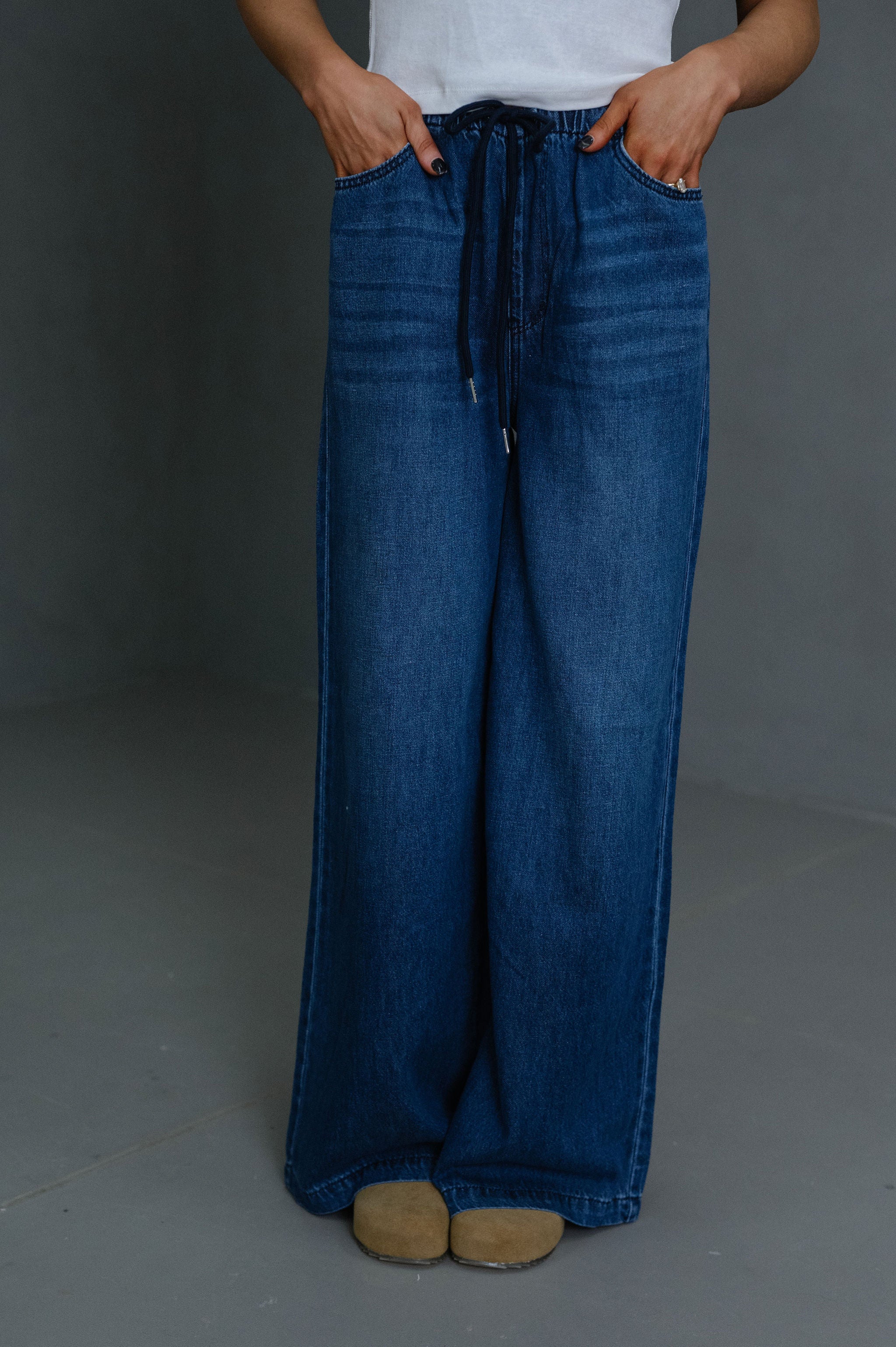 Reid Palazzo Jeans-Dark