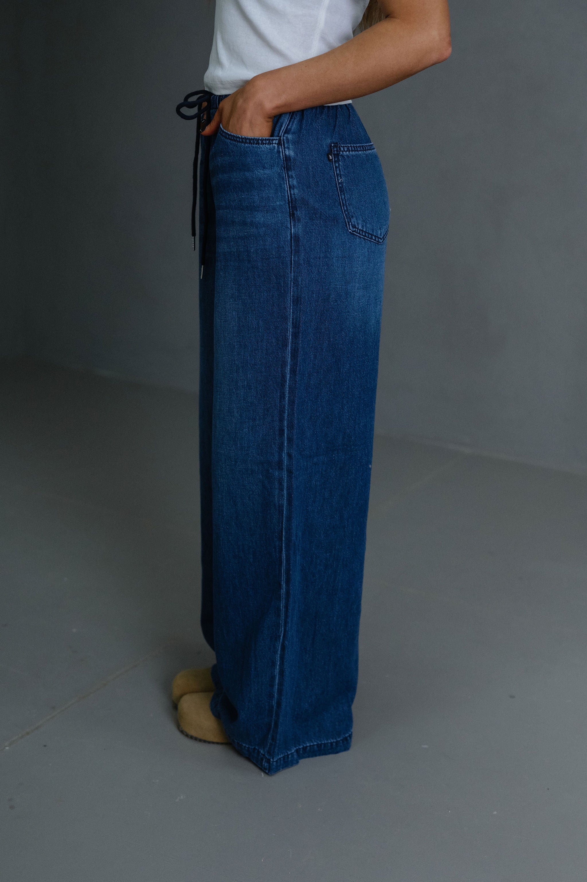 Reid Palazzo Jeans-Dark