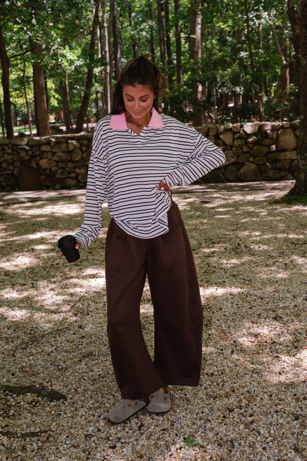 Savvy Contrast Collared Tee-Pink Multi