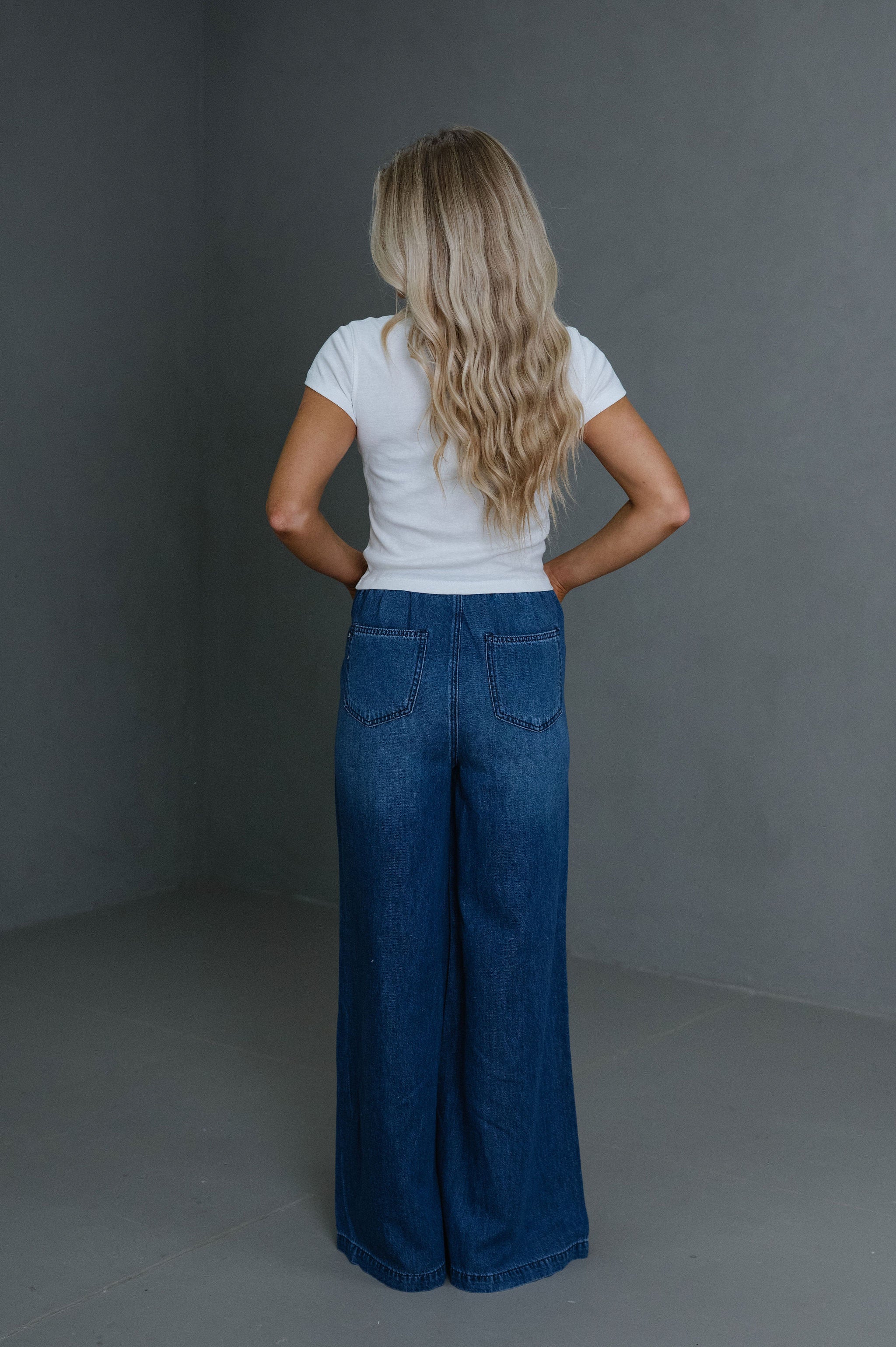 Reid Palazzo Jeans-Dark